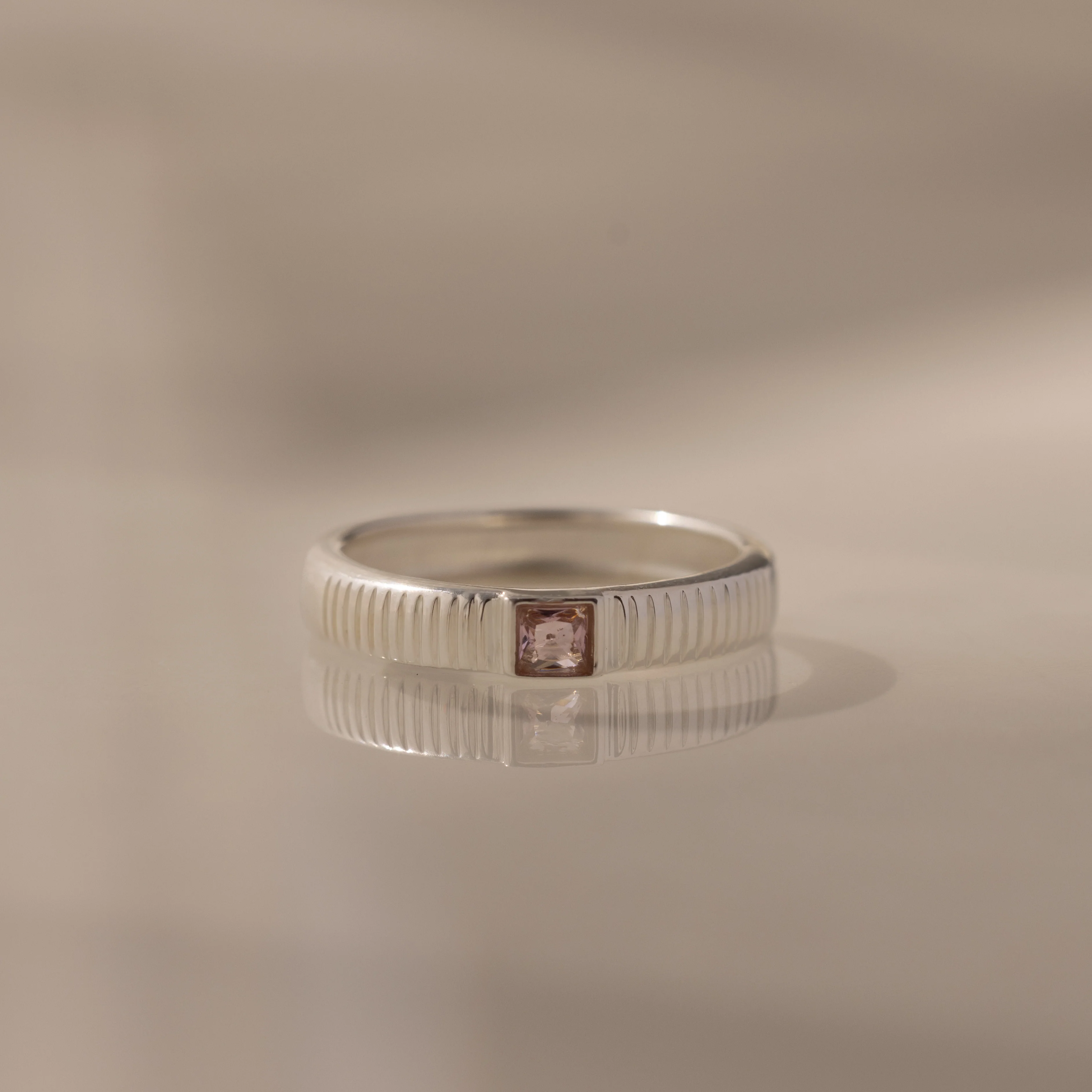 Ribbed Pink Tourmaline Band - Image 7