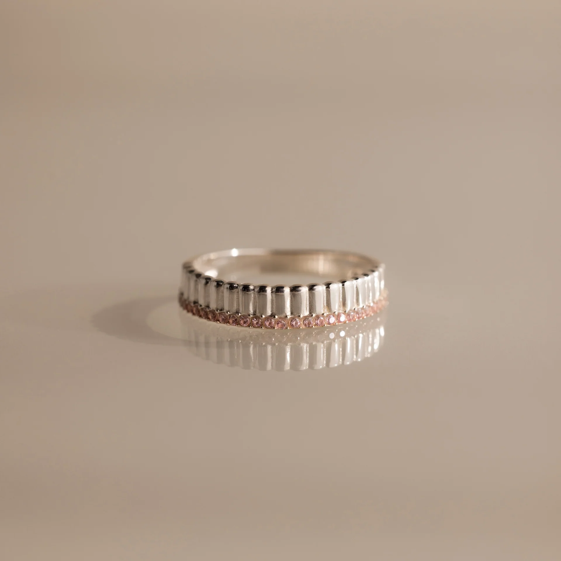 Ribbed Pink Tourmaline Stack Ring - Image 3