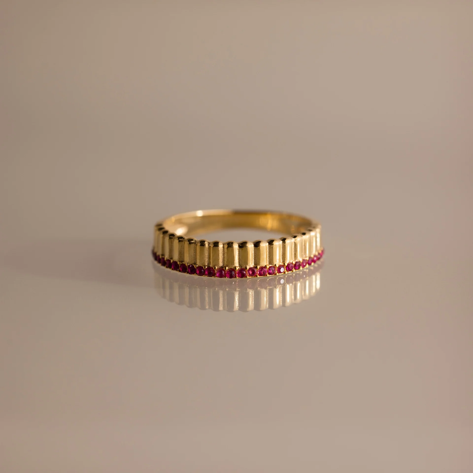 Ribbed Ruby Stack Ring