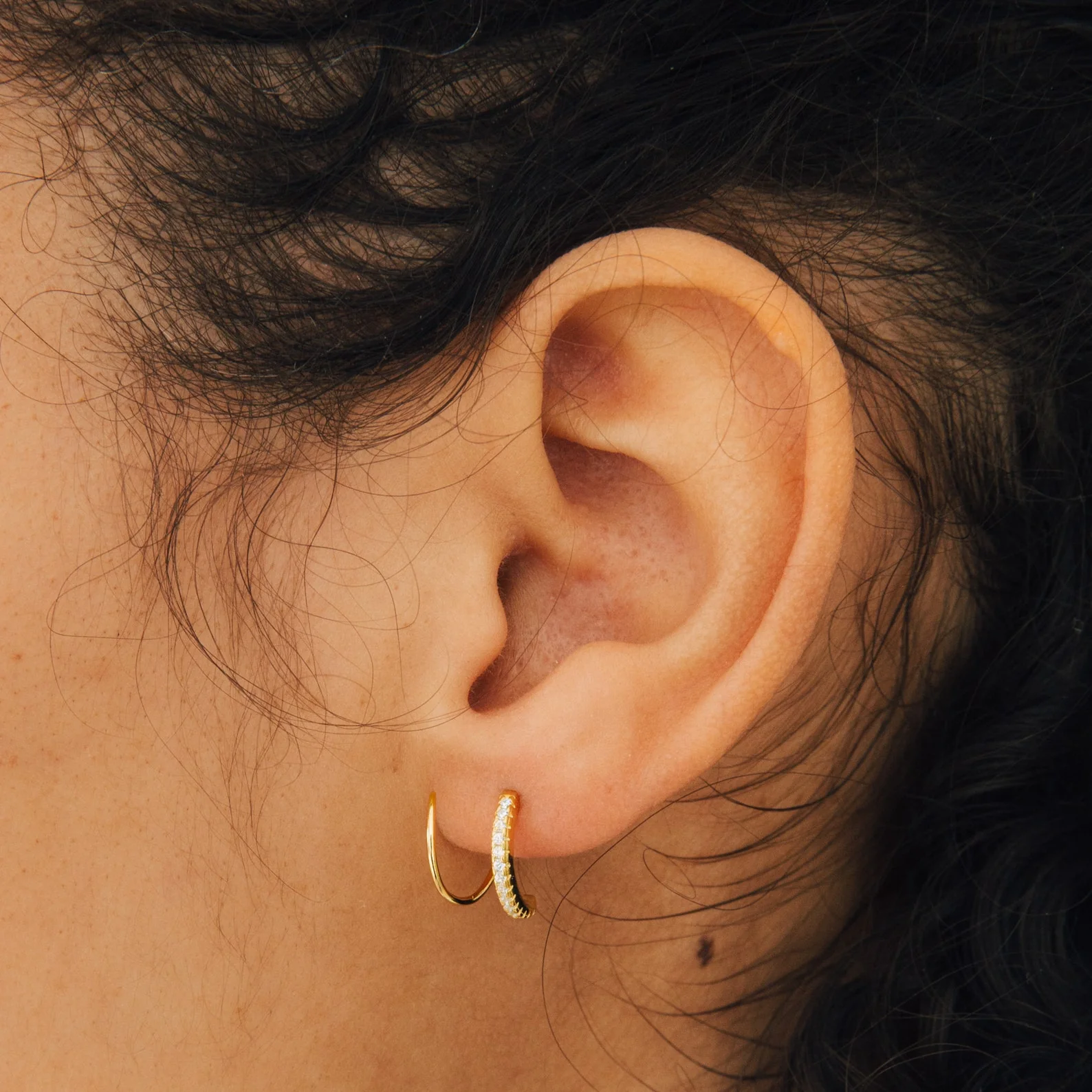 River Pave Wire Huggies - Image 4