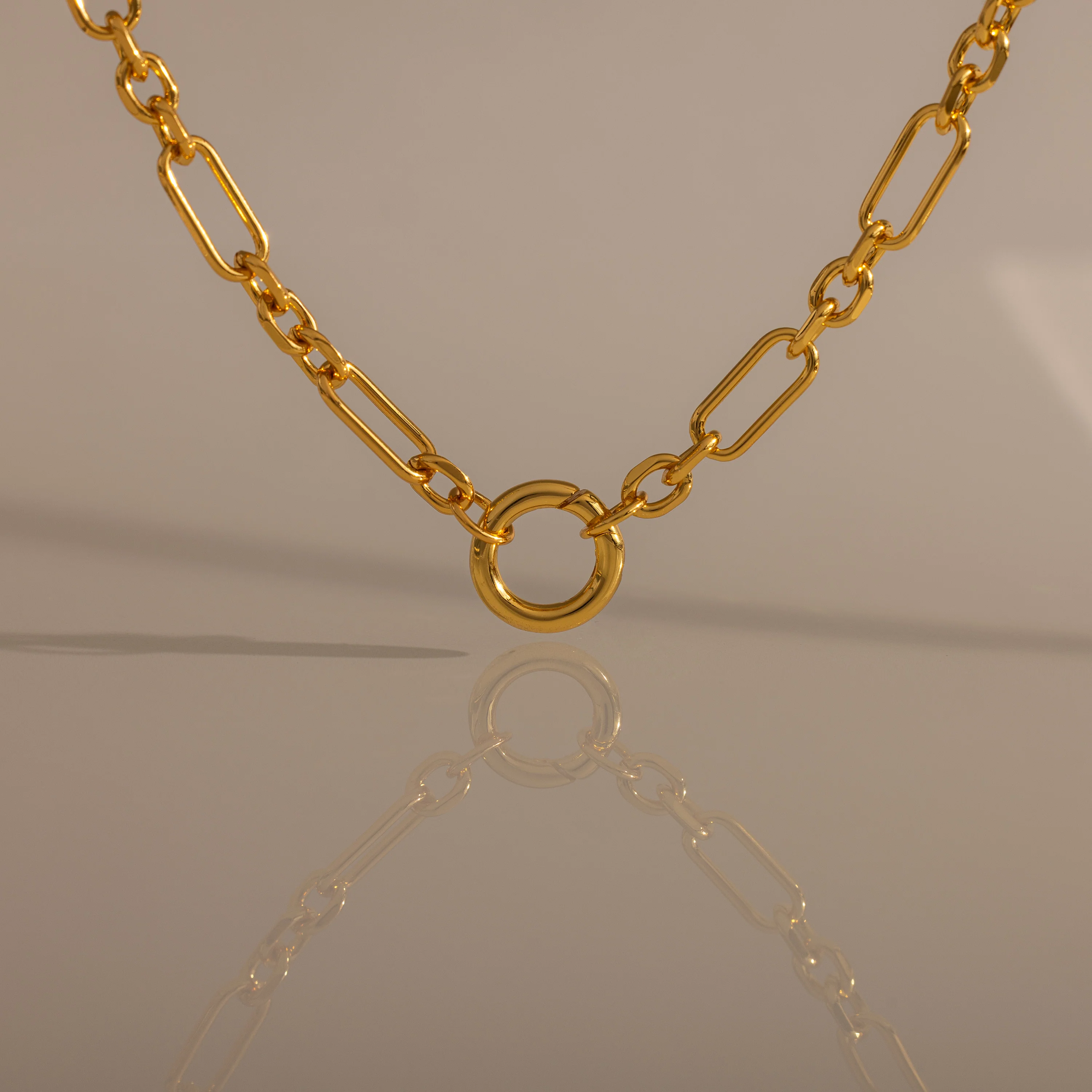 Rolo Circle Figaro Necklace