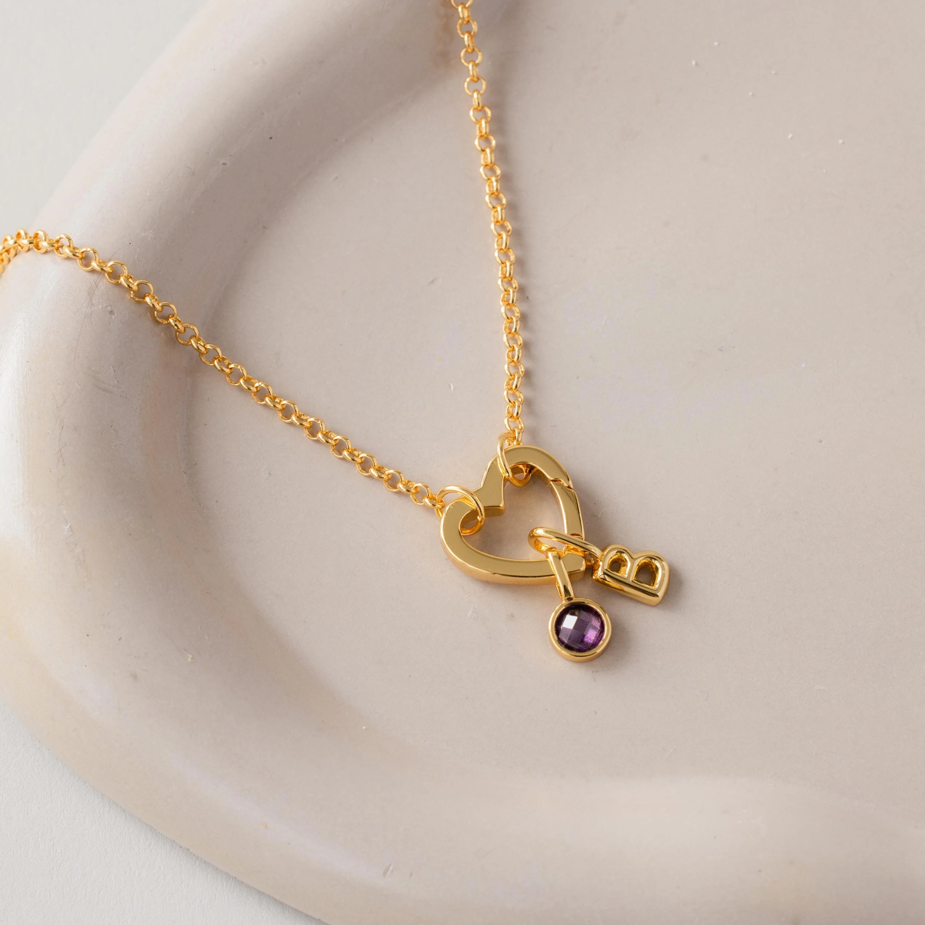 Rolo Heart Clasp Necklace in 18K Gold - Image 3