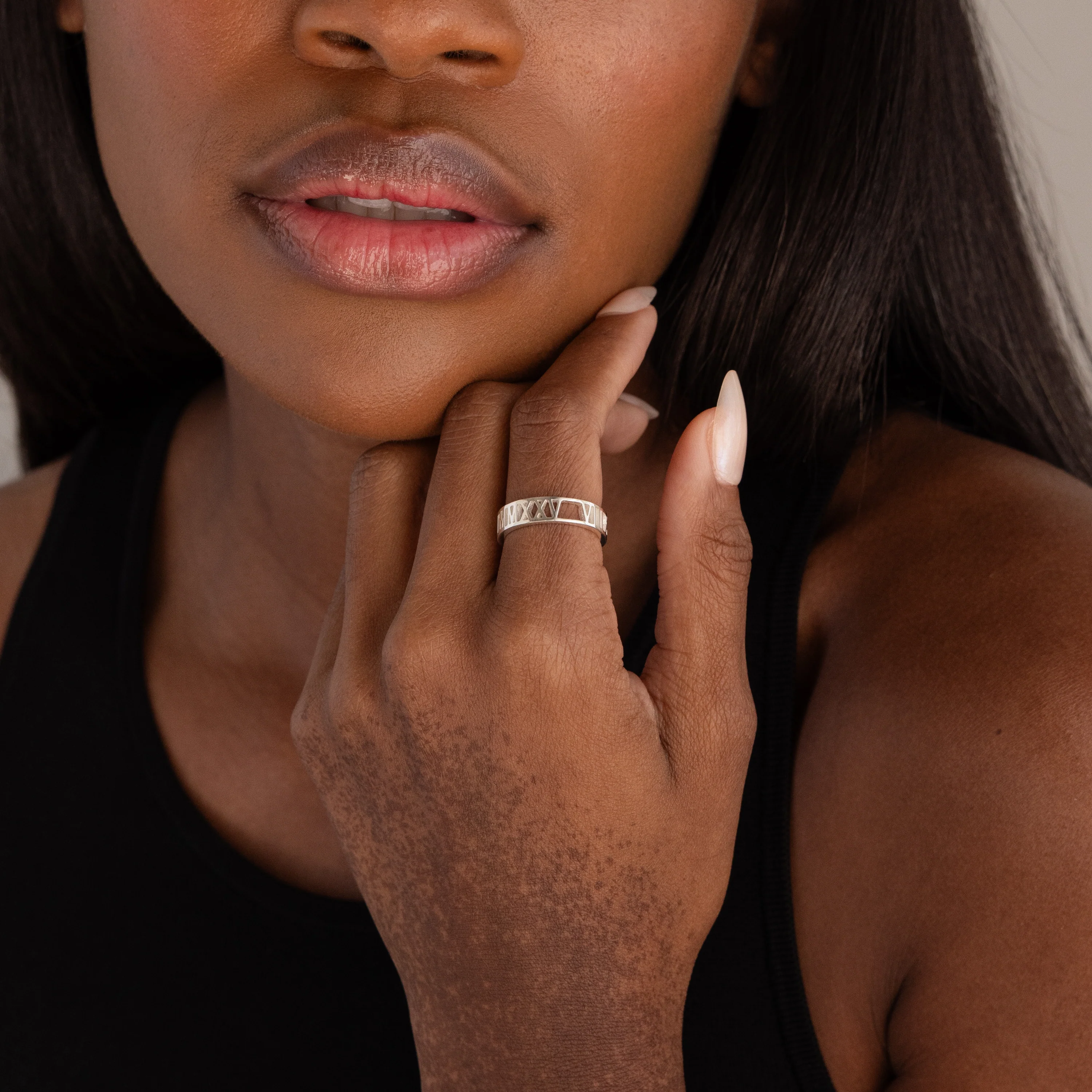 Roman Numerals Ring in Silver - Image 2