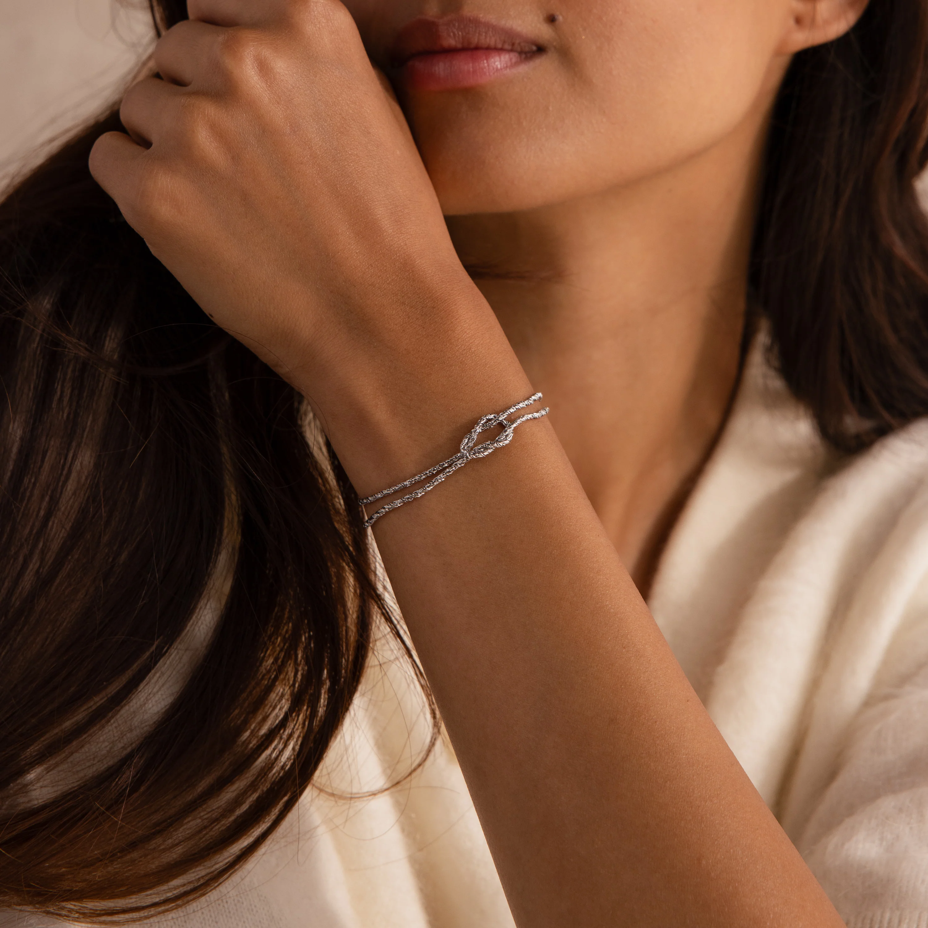 Rope Knot Chain Bracelet in Silver - Image 4