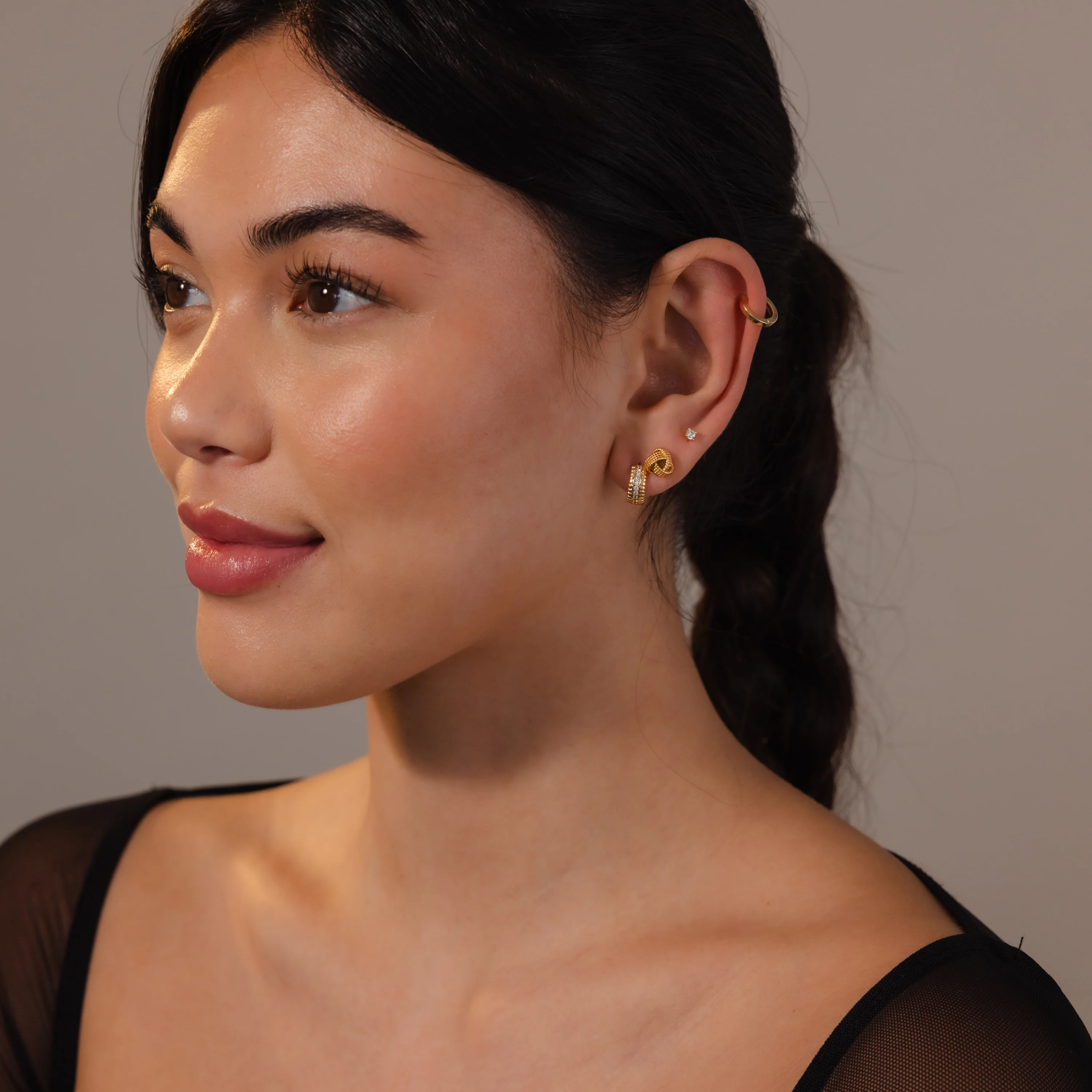 Rope Knot Studs in 18K Gold - Image 4
