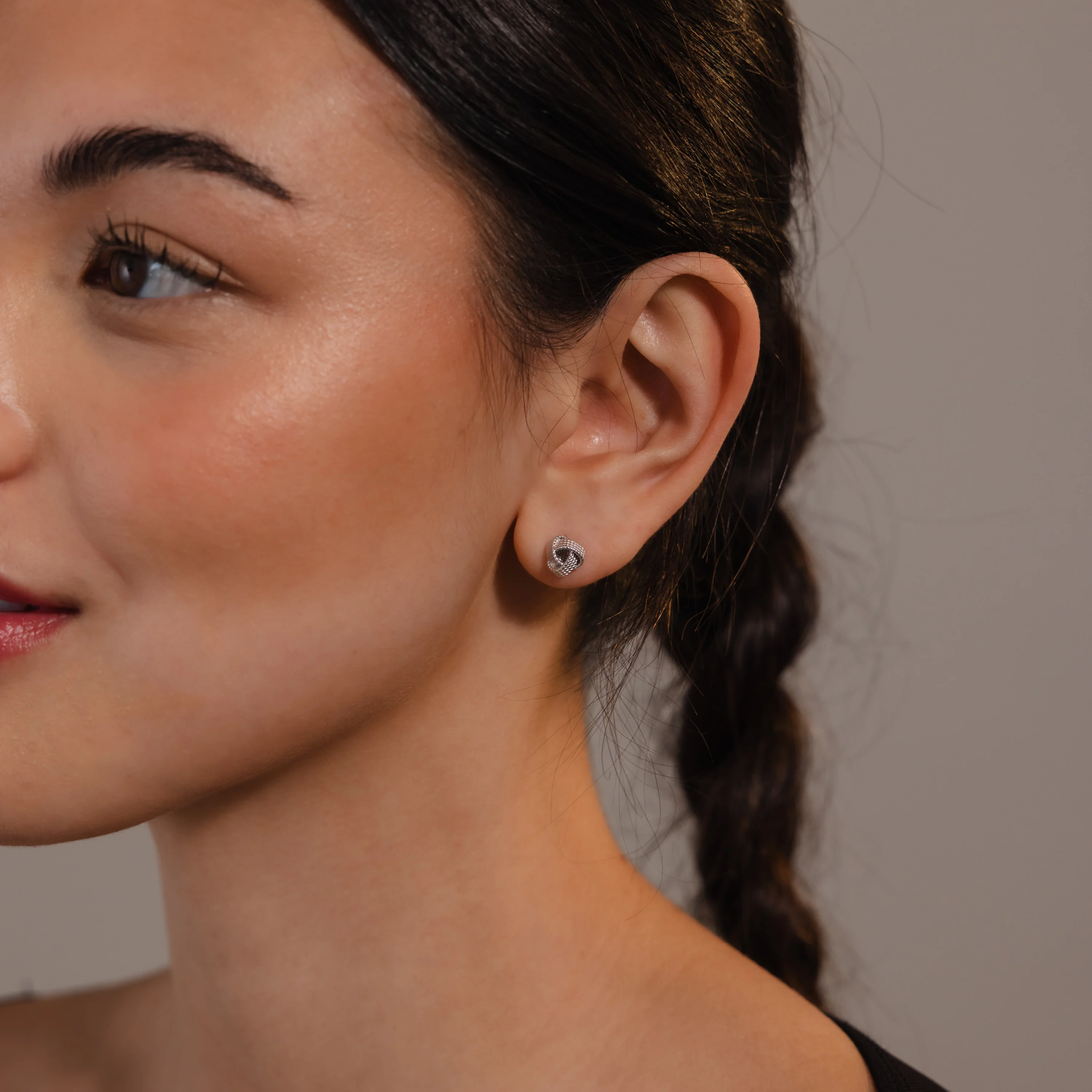 Rope Knot Studs in Silver - Image 4