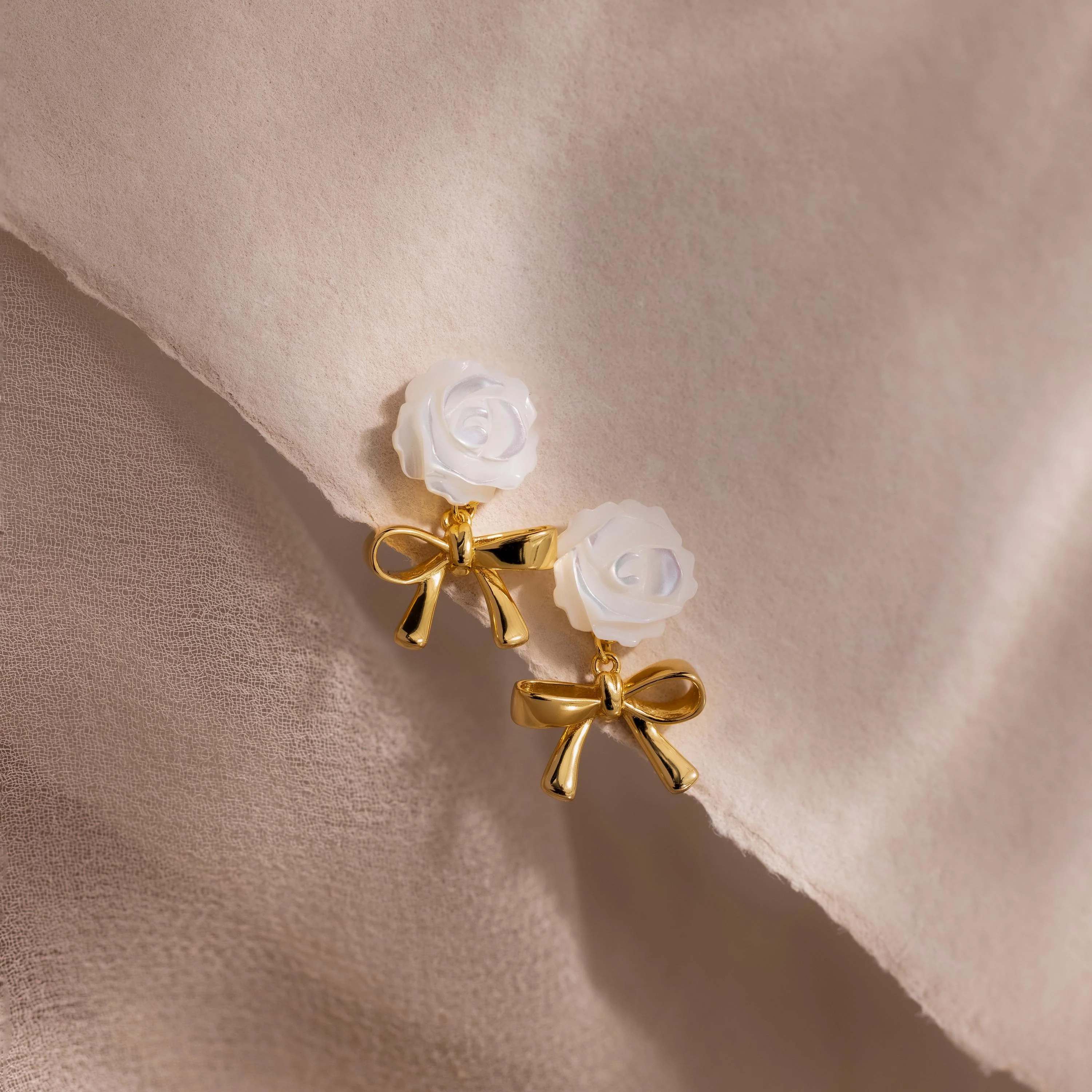 Rose Ribbon Studs