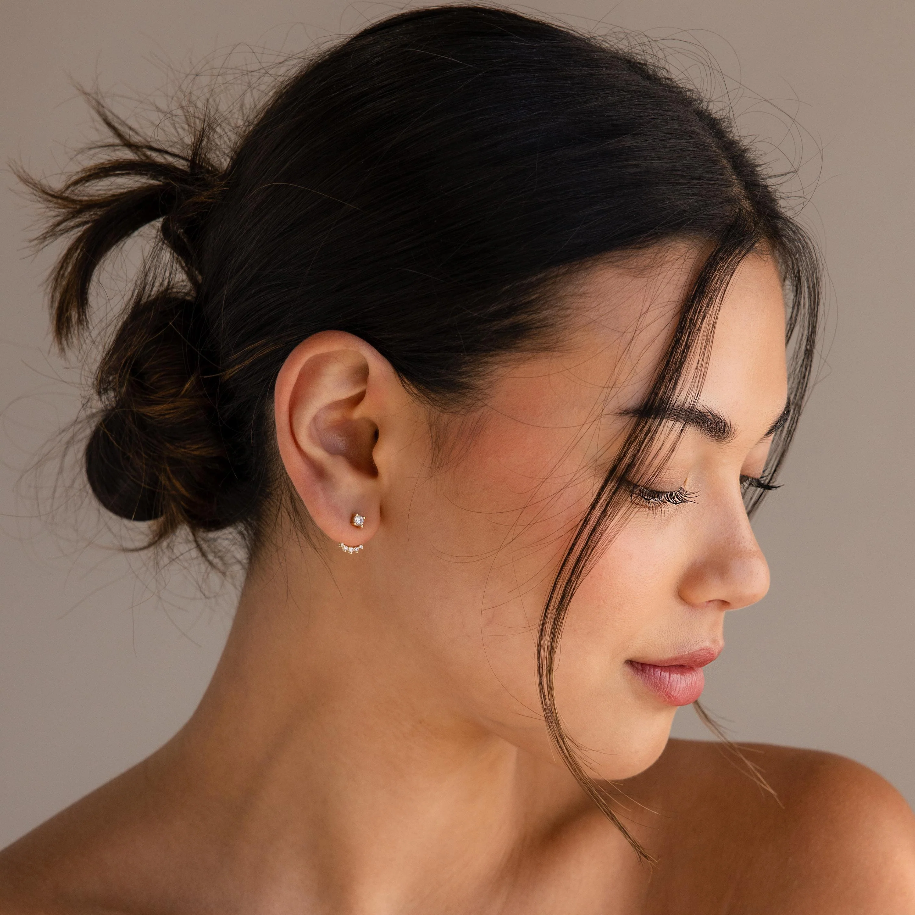 Round Diamond Ear Jackets in Silver - Image 4