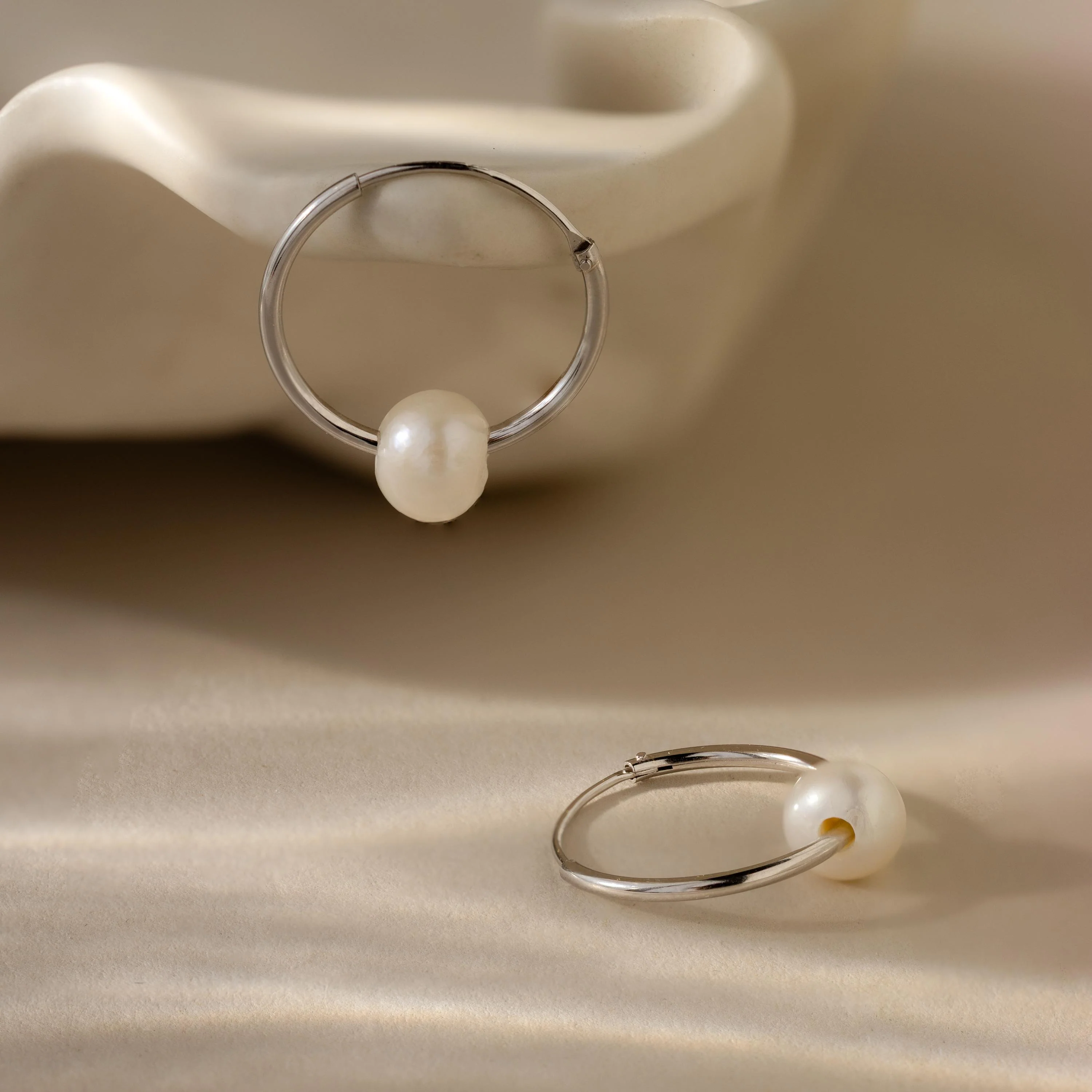 Round Pearl Hoops - Image 6