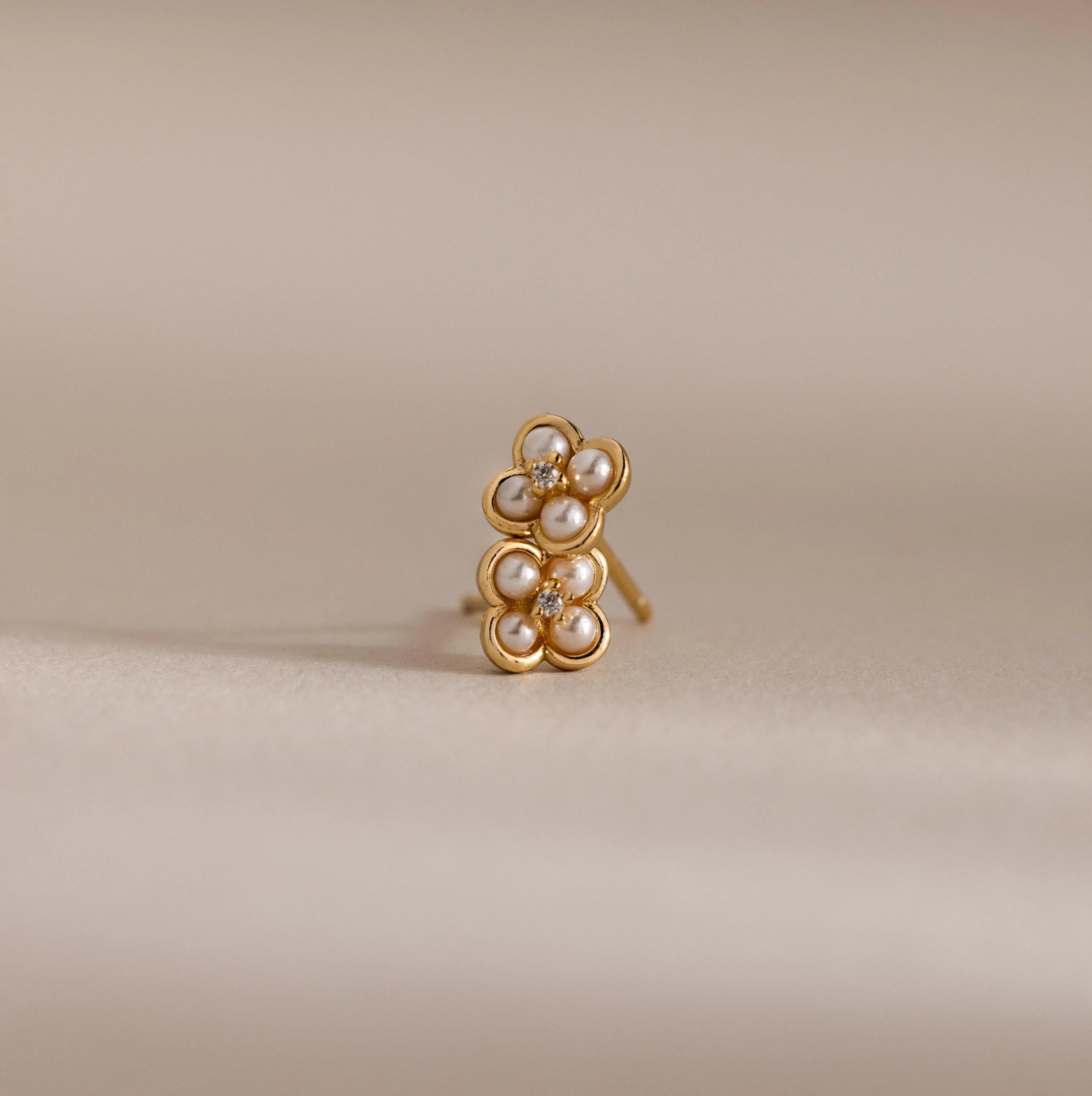 Rounded Pearl Flower Studs - Image 6