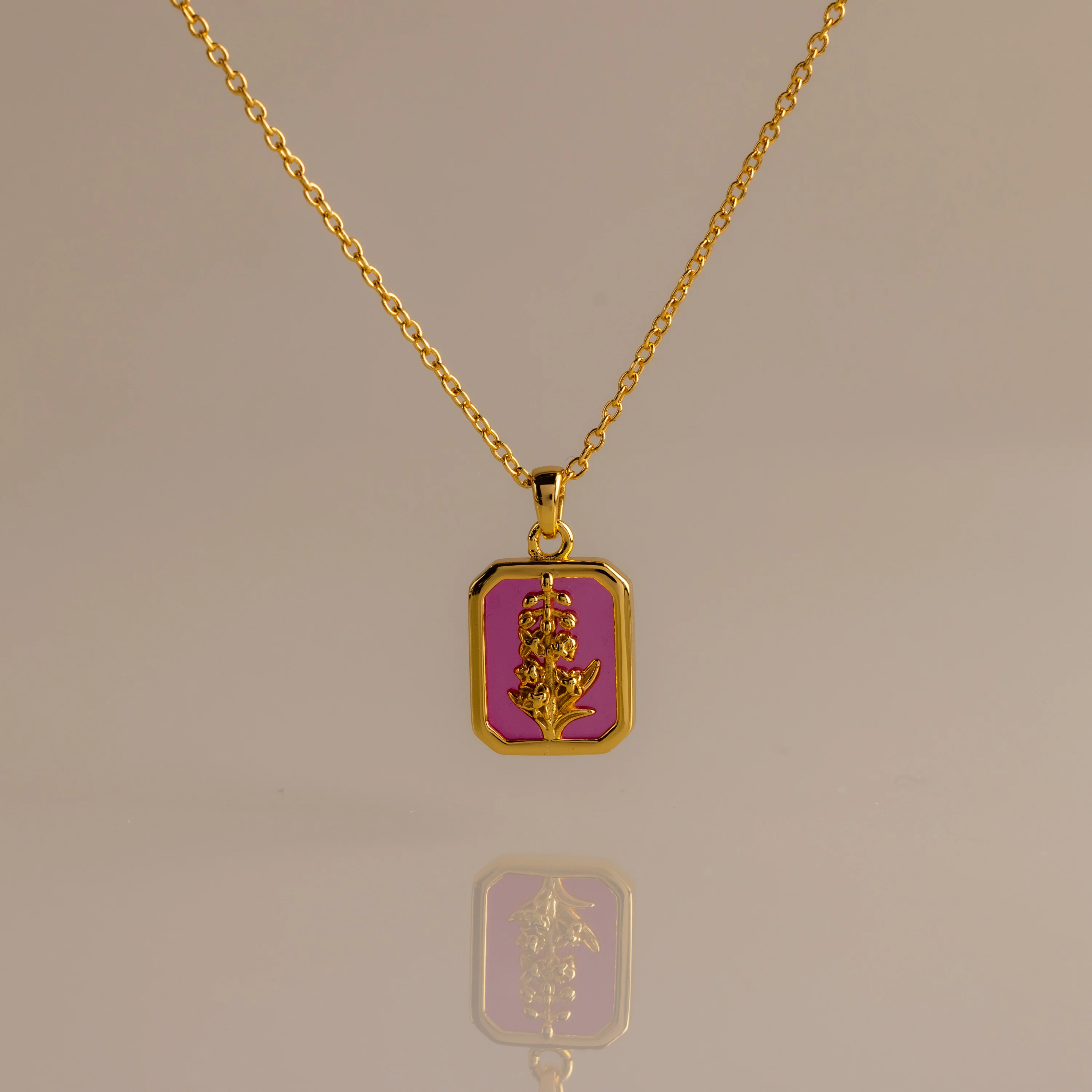 Ruby Birth Flower Charm Necklace