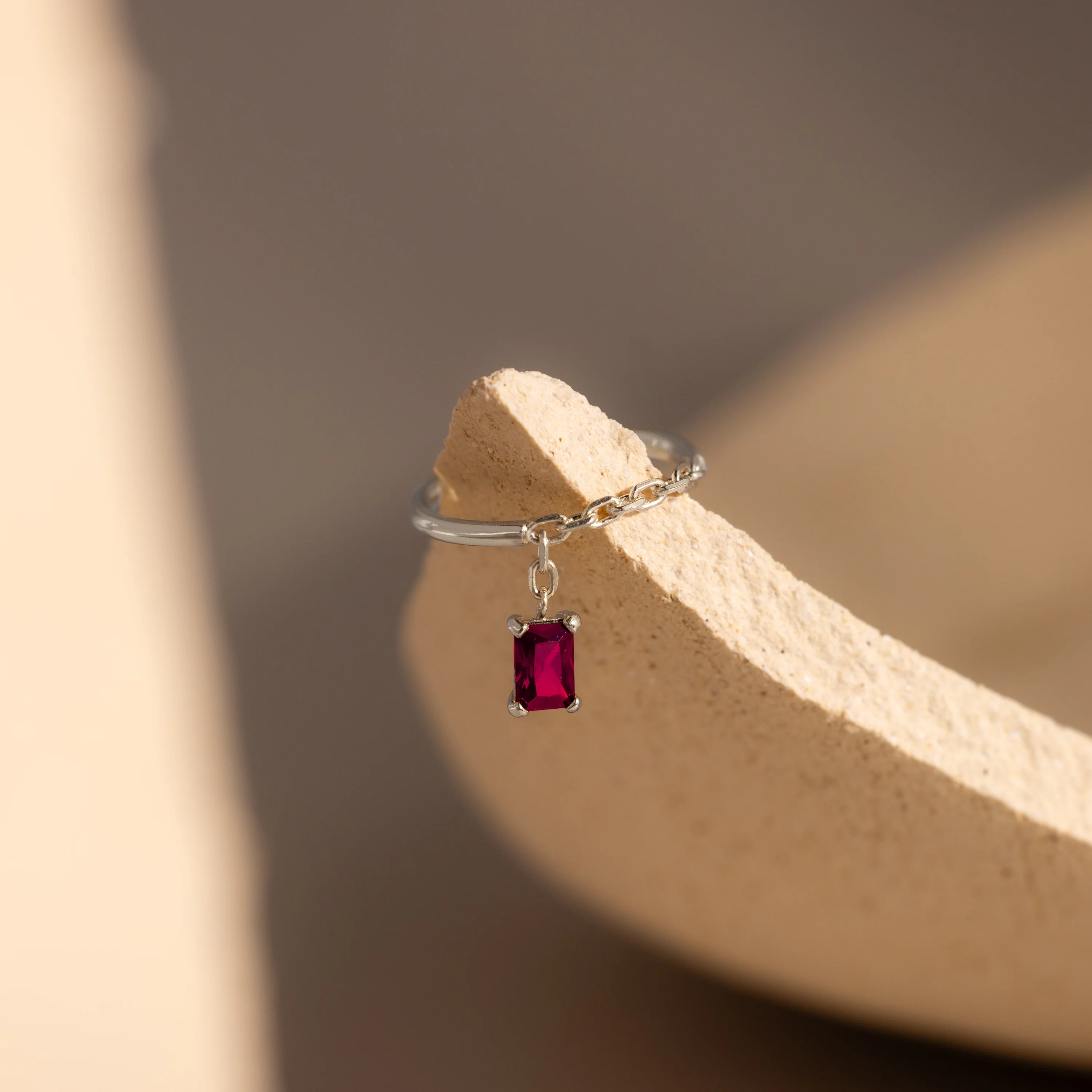 Ruby Drop Chain Ring - Image 3