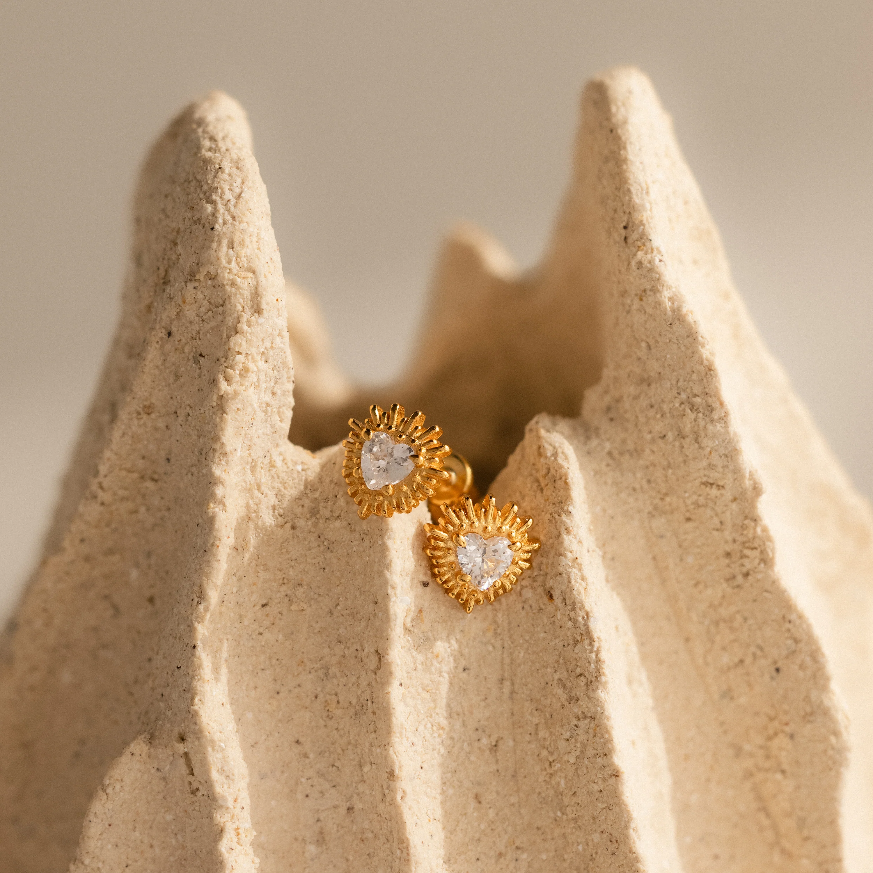 Sacred Heart Flatback Studs in 18K Gold - Image 3