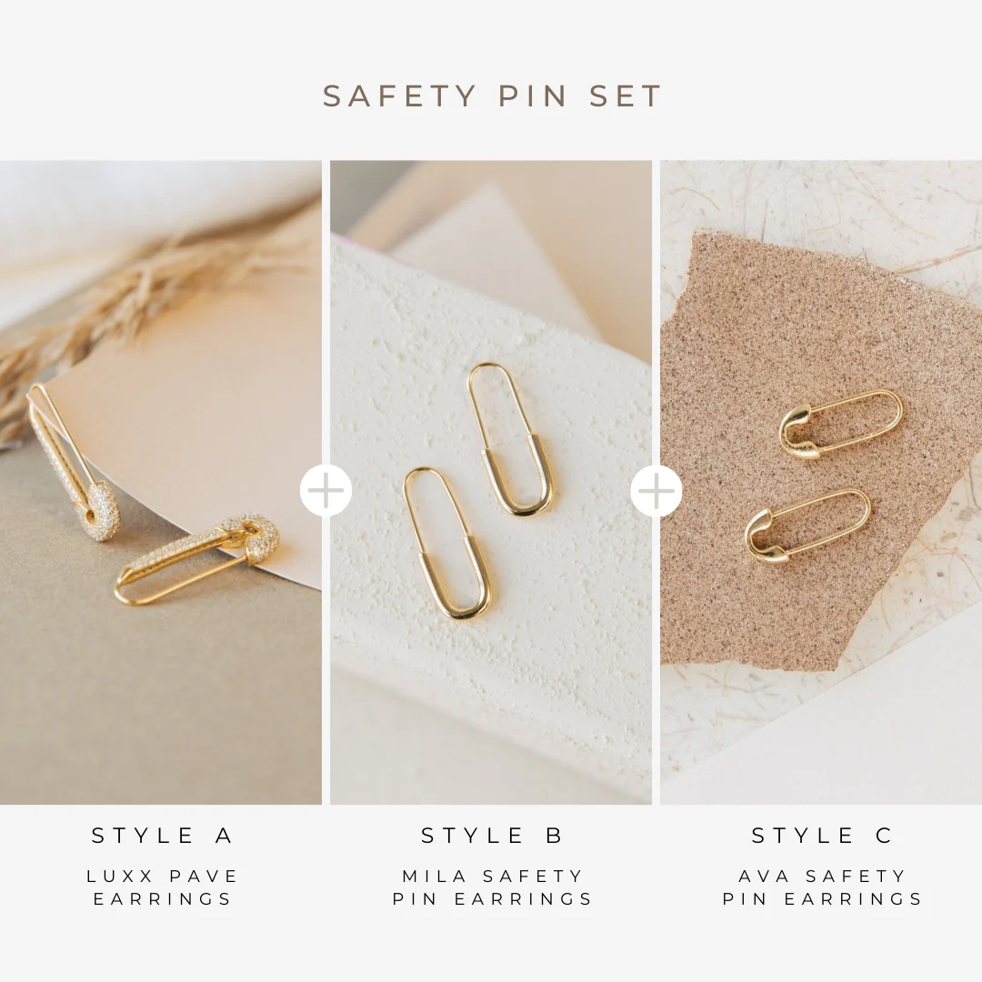 Safety Pin Earrings Set - Image 2