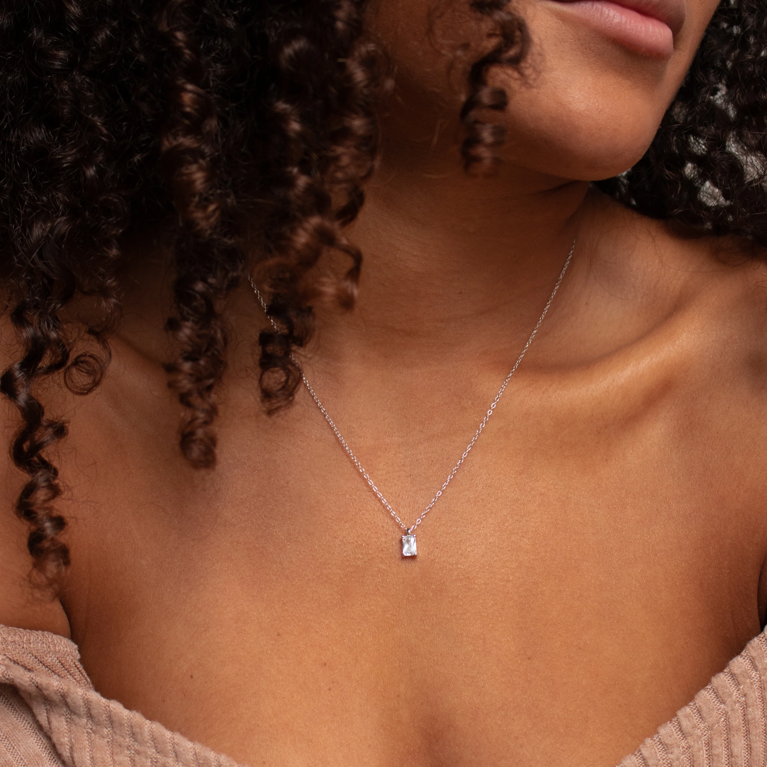 Sage Diamond Necklace in Silver - Image 4