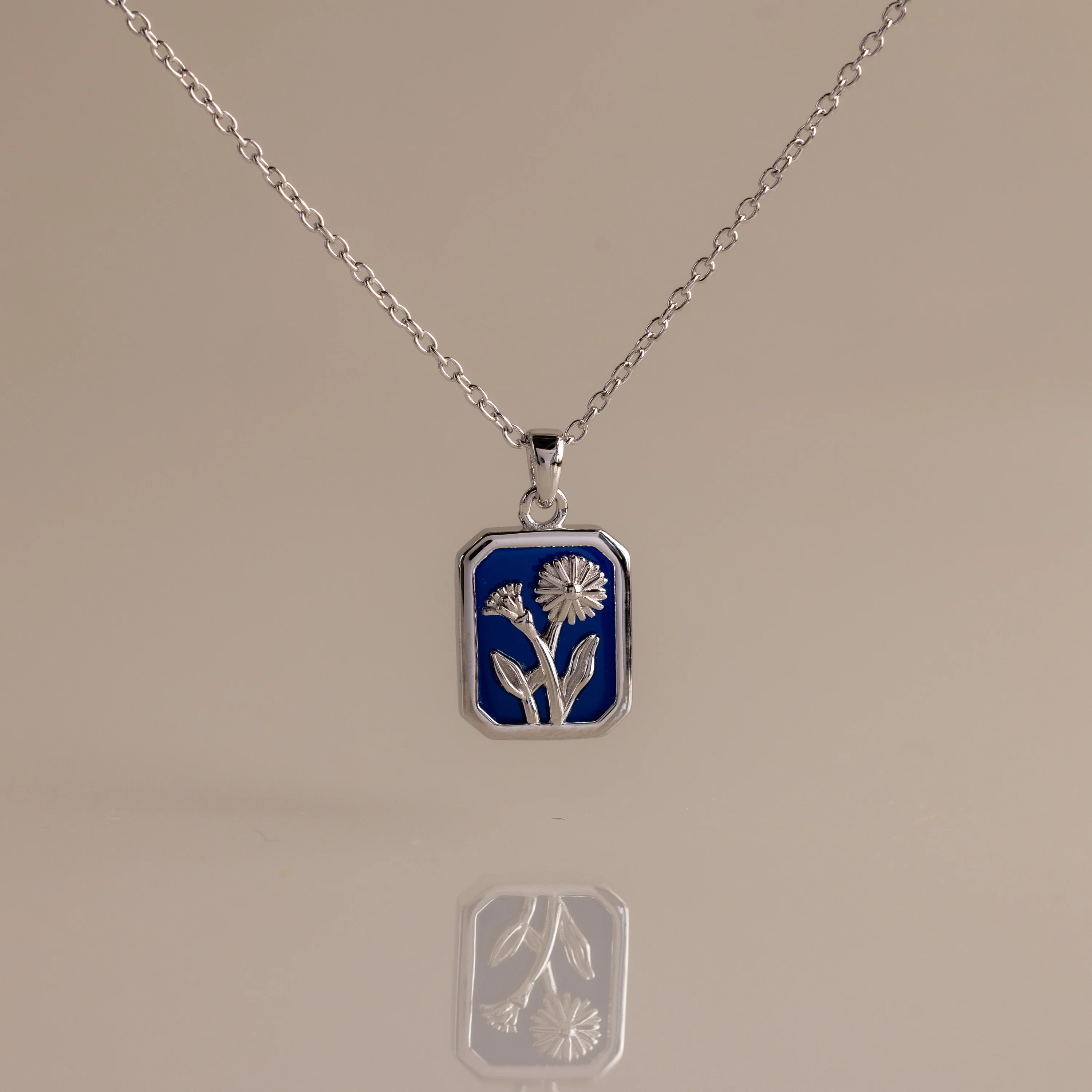 Sapphire Birth Flower Charm Necklace - Image 3