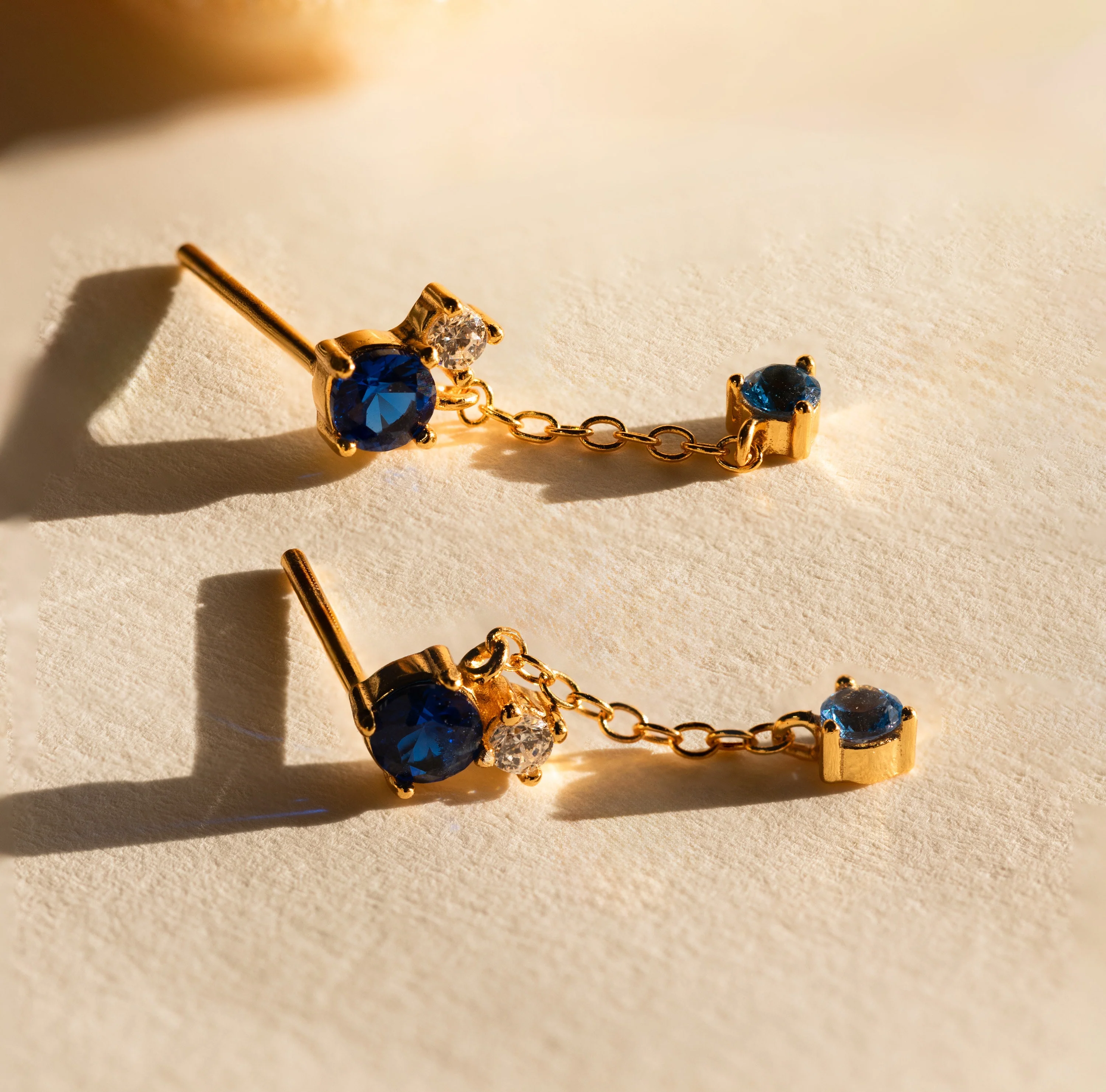Sapphire Diamond Drop Earrings - Image 7