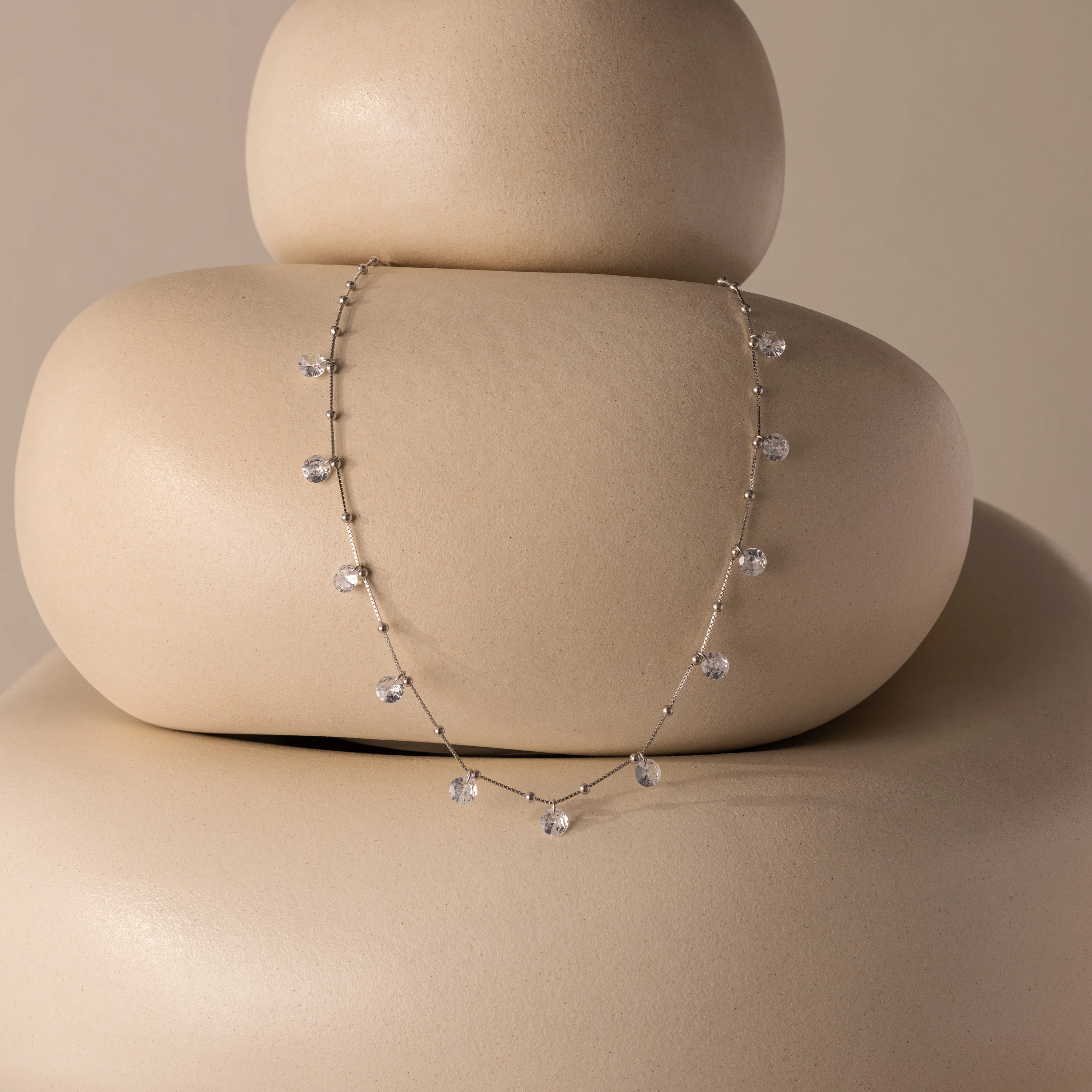 Satellite Diamond Necklace in Silver - Image 5