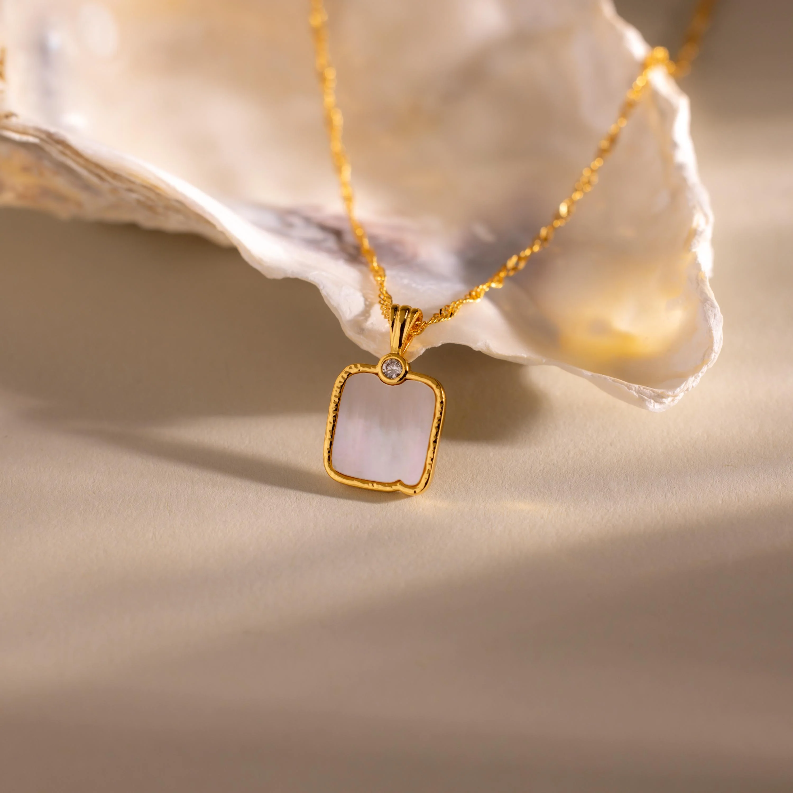 Serenity Mother of Pearl Necklace in 18K Gold - Image 3