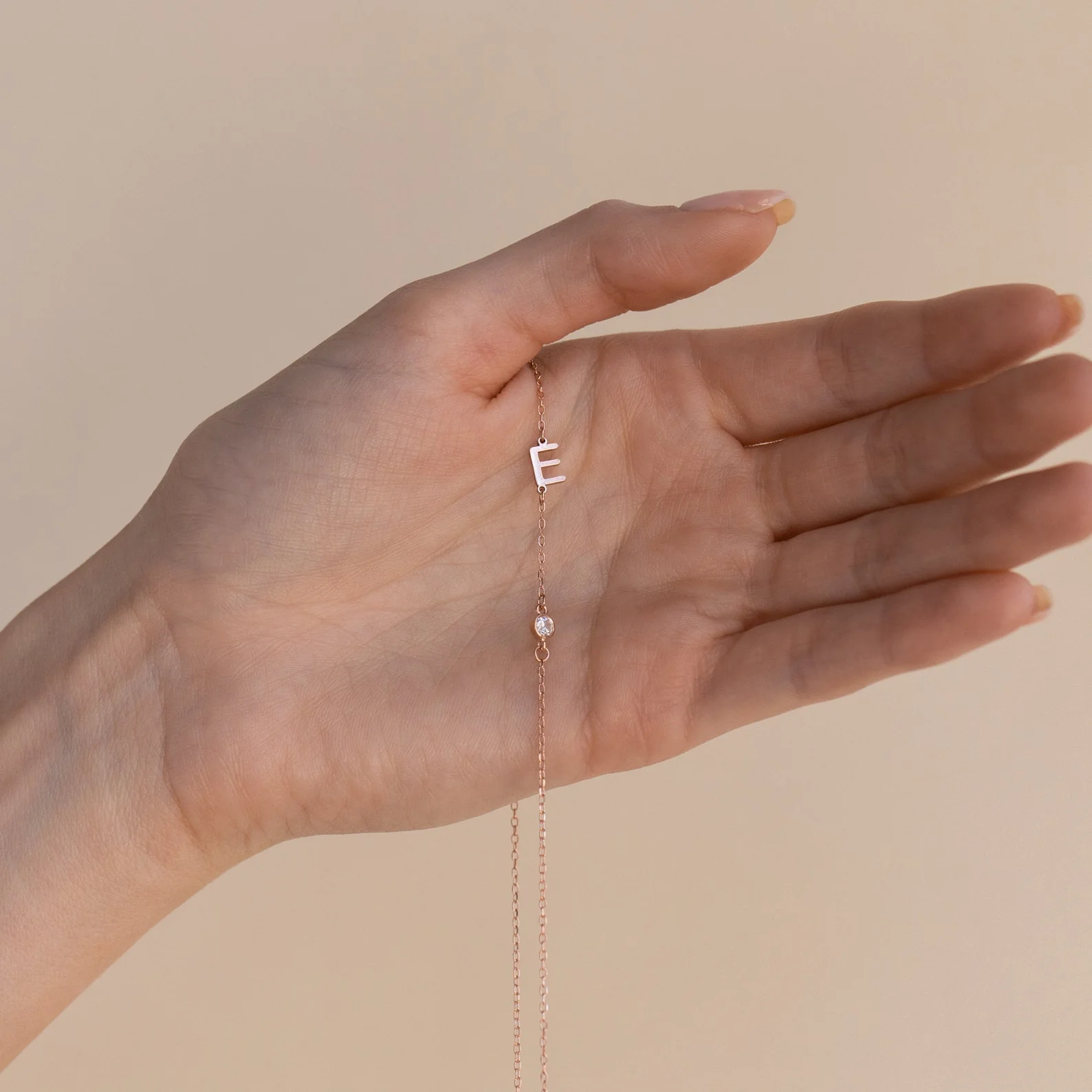 Sideways Initial Birthstone Necklace - Image 3