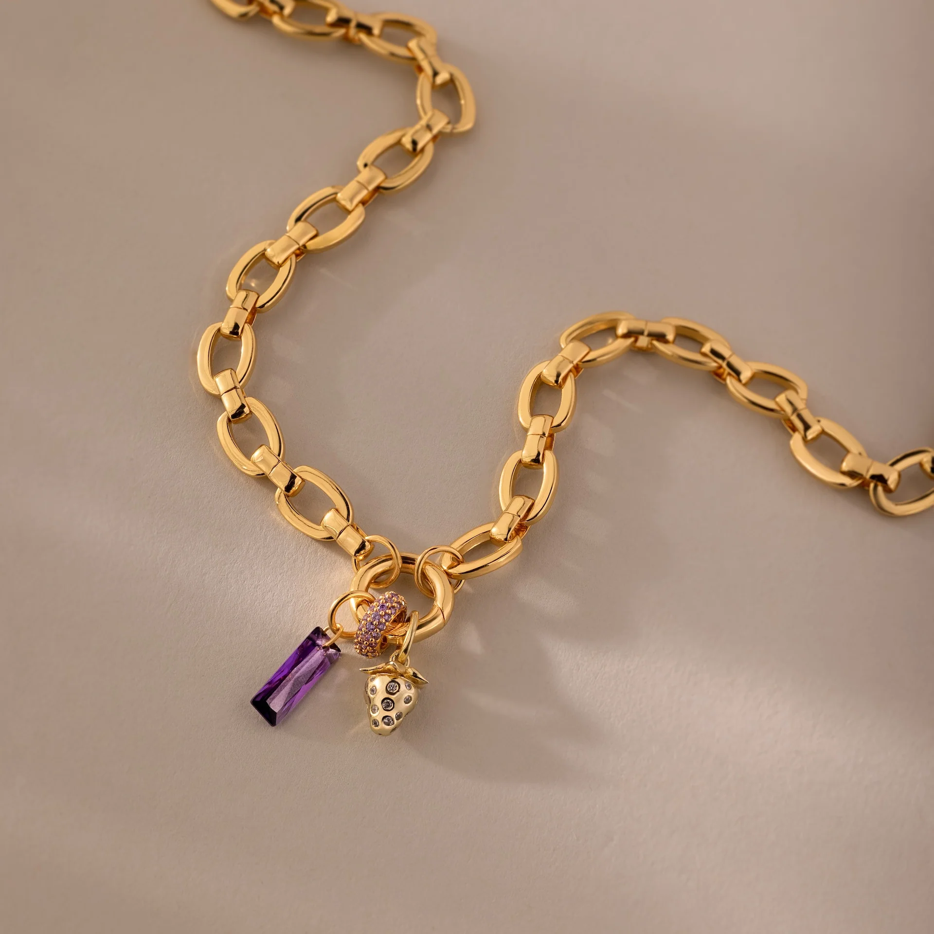 Skinny Baguette Amethyst Charm - Image 3