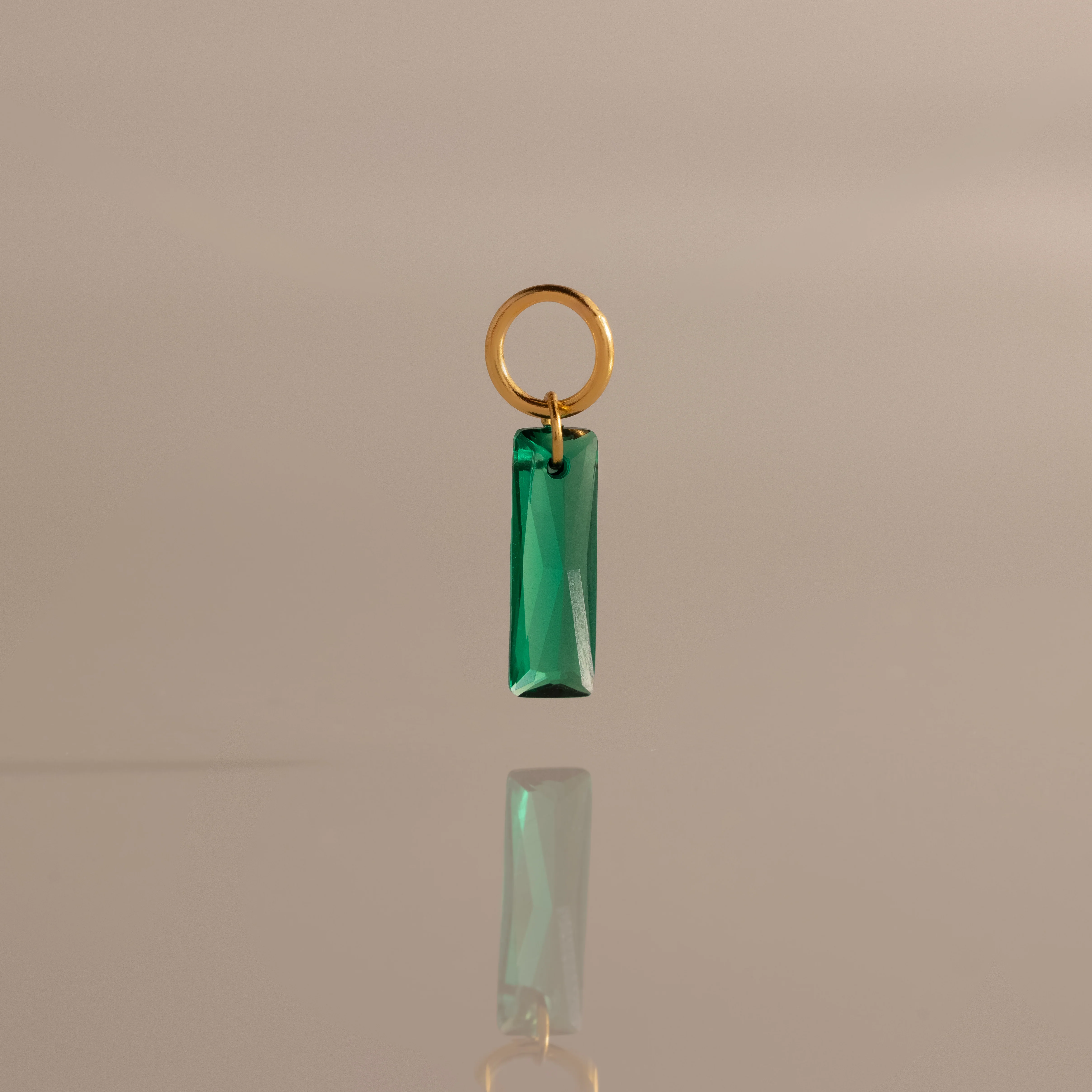 Skinny Baguette Emerald Charm