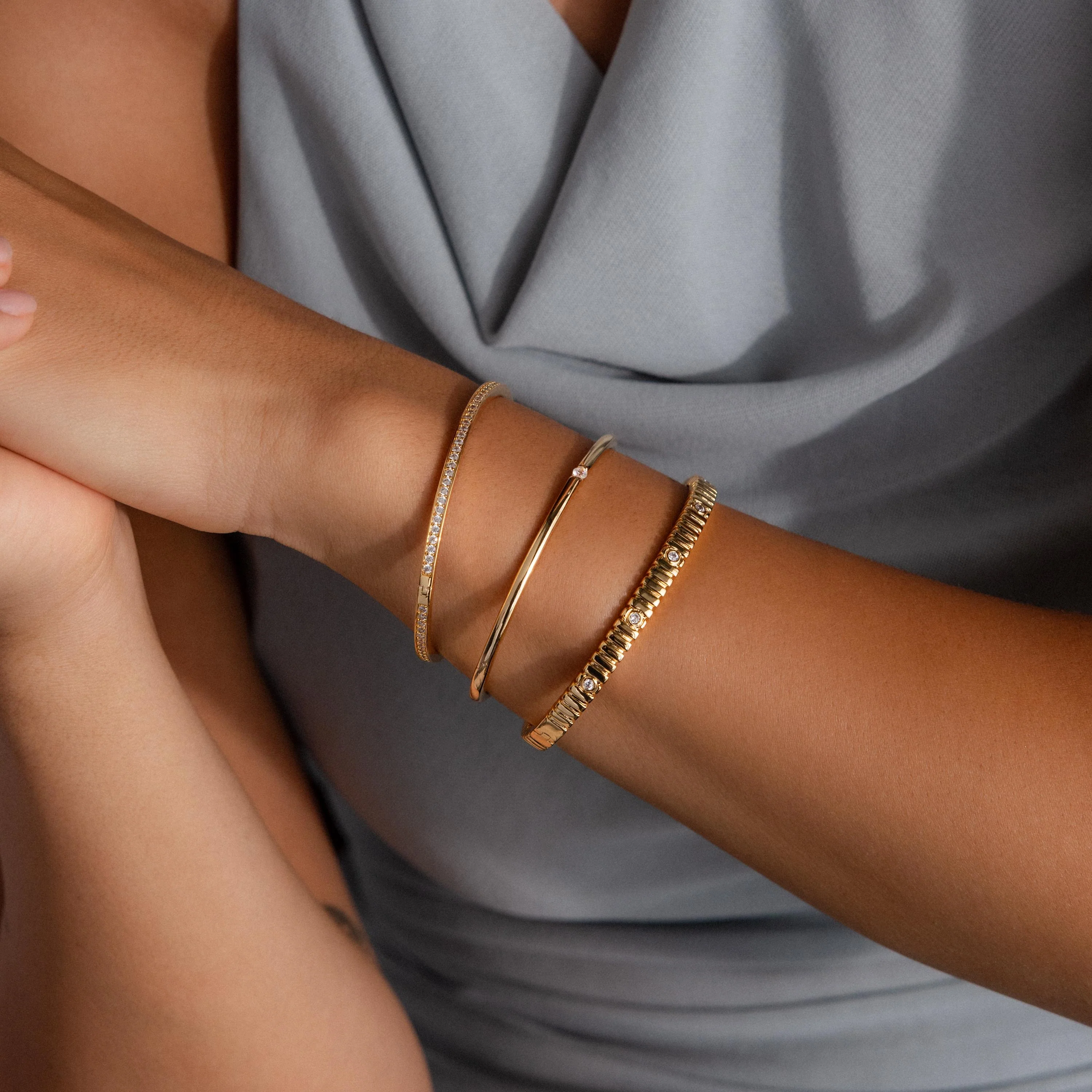 Skinny Diamond Bangle in 18K Gold - Image 6