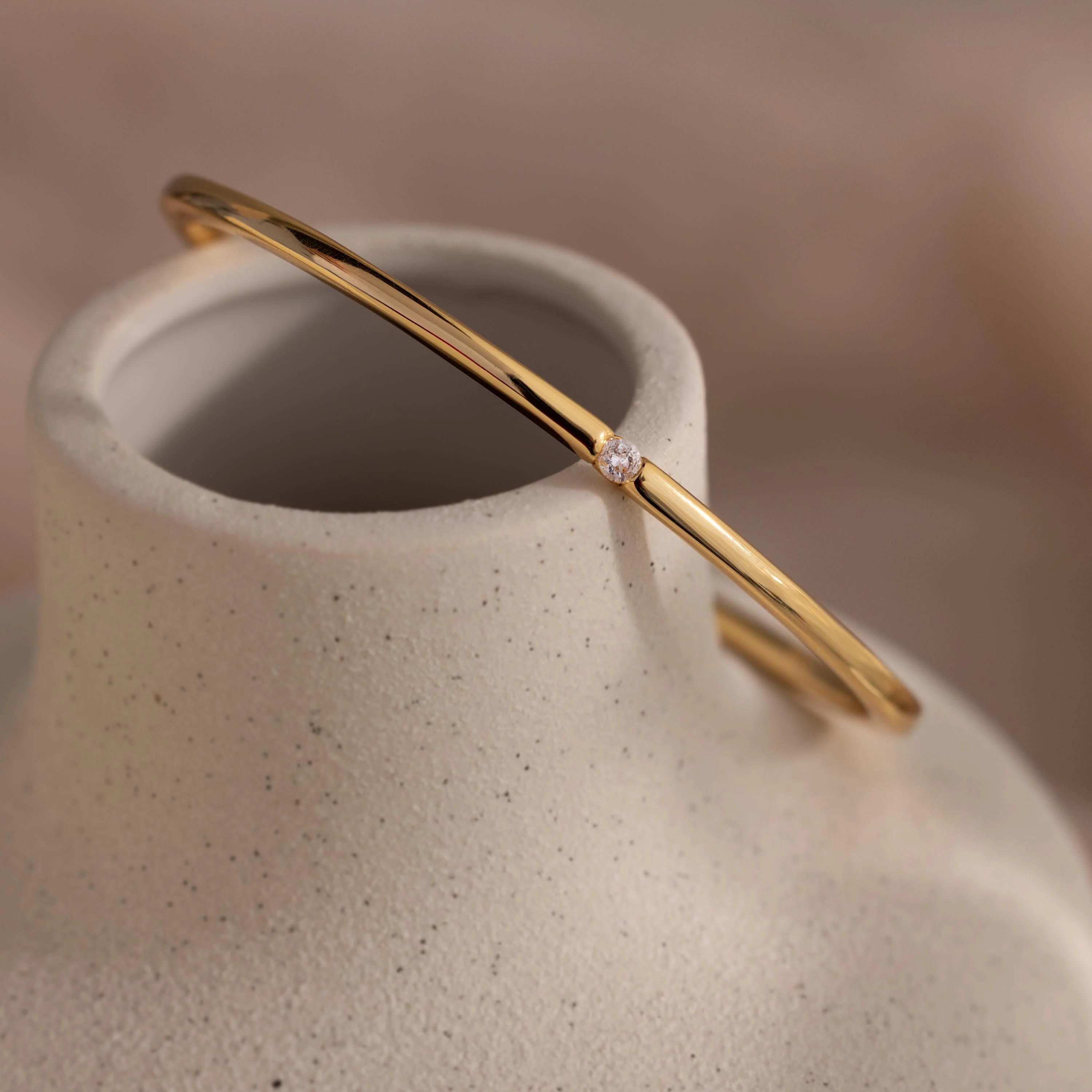Skinny Diamond Bangle in 18K Gold - Image 3