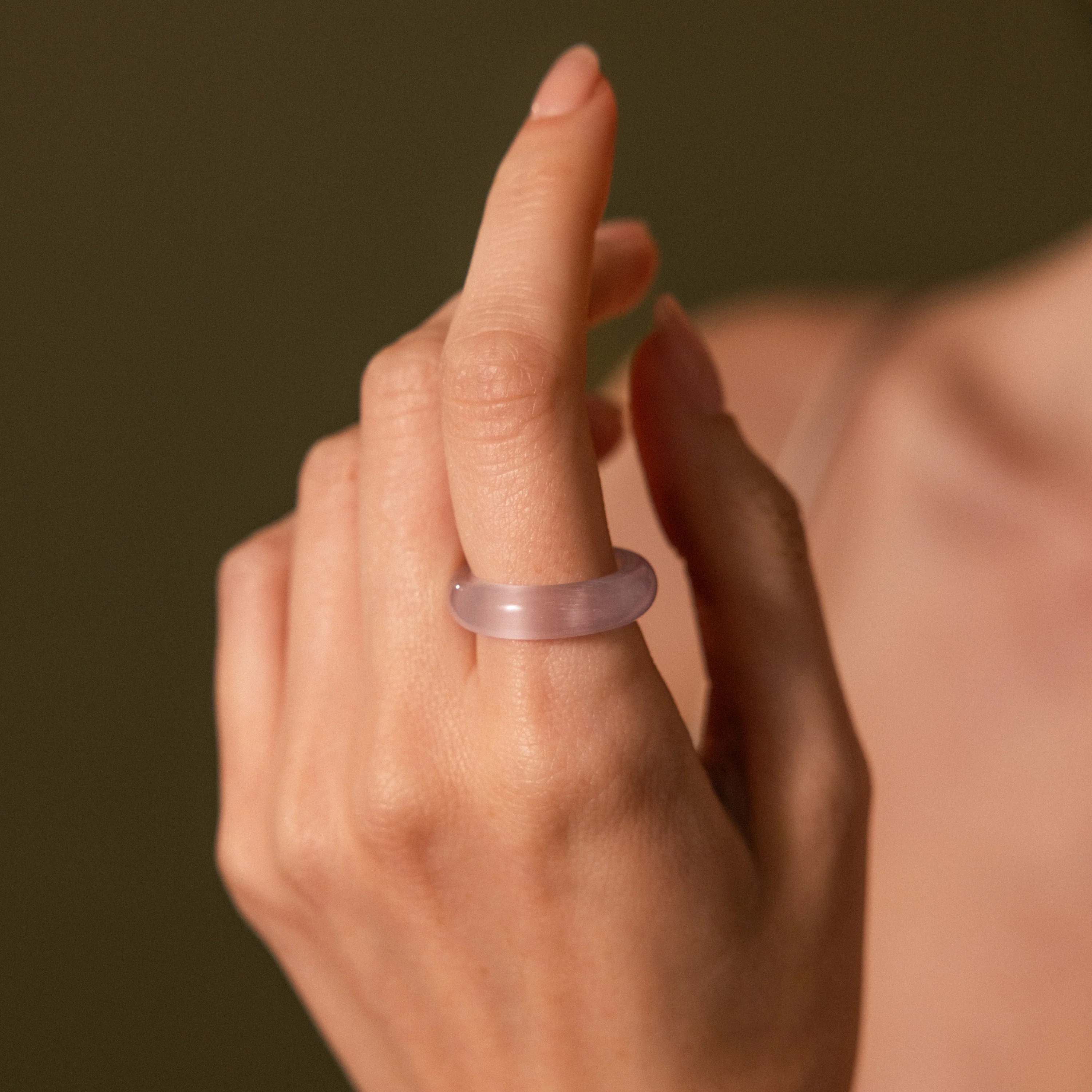 Skinny Lavender Jade Ring - Image 4