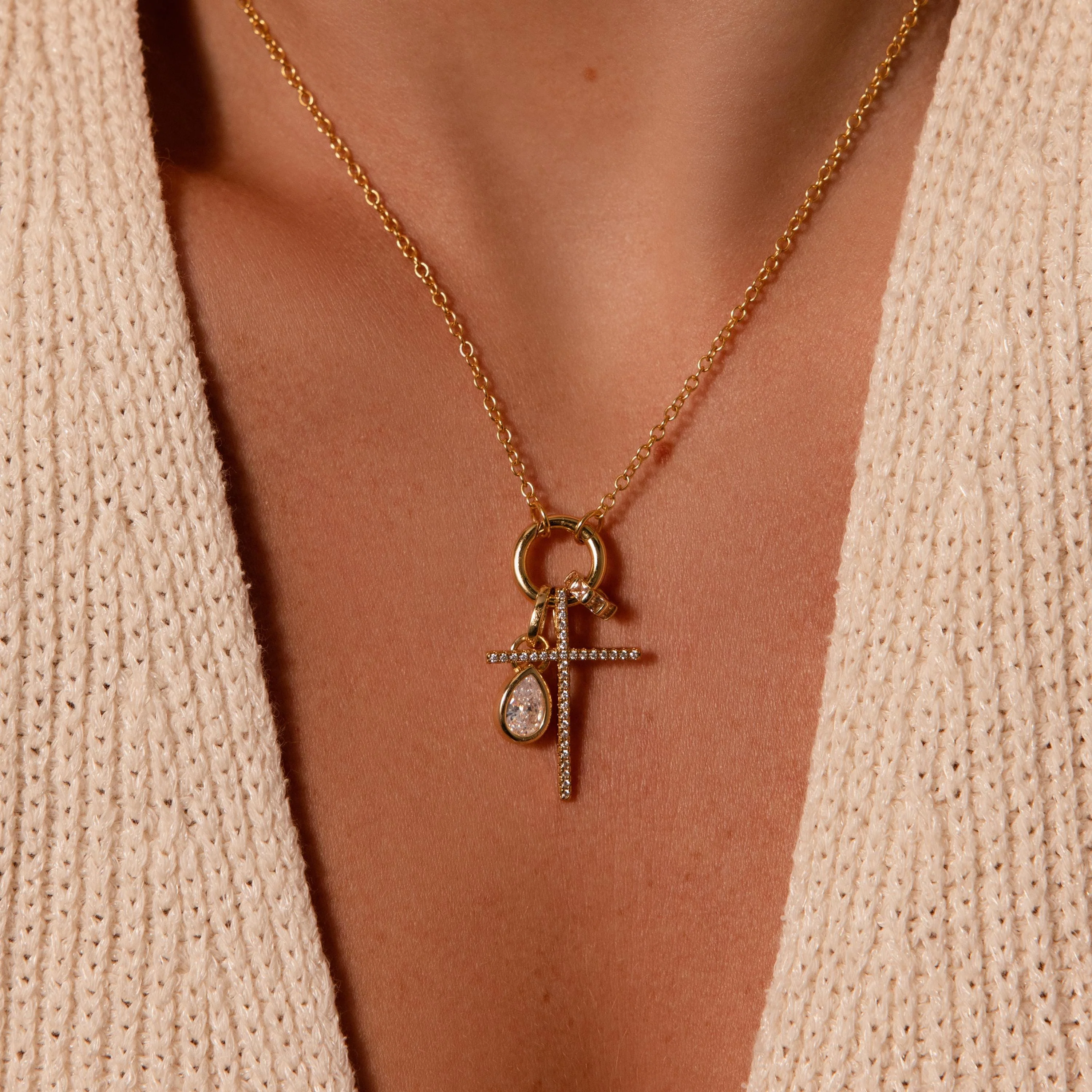 Skinny Pave Cross Charm - Image 3