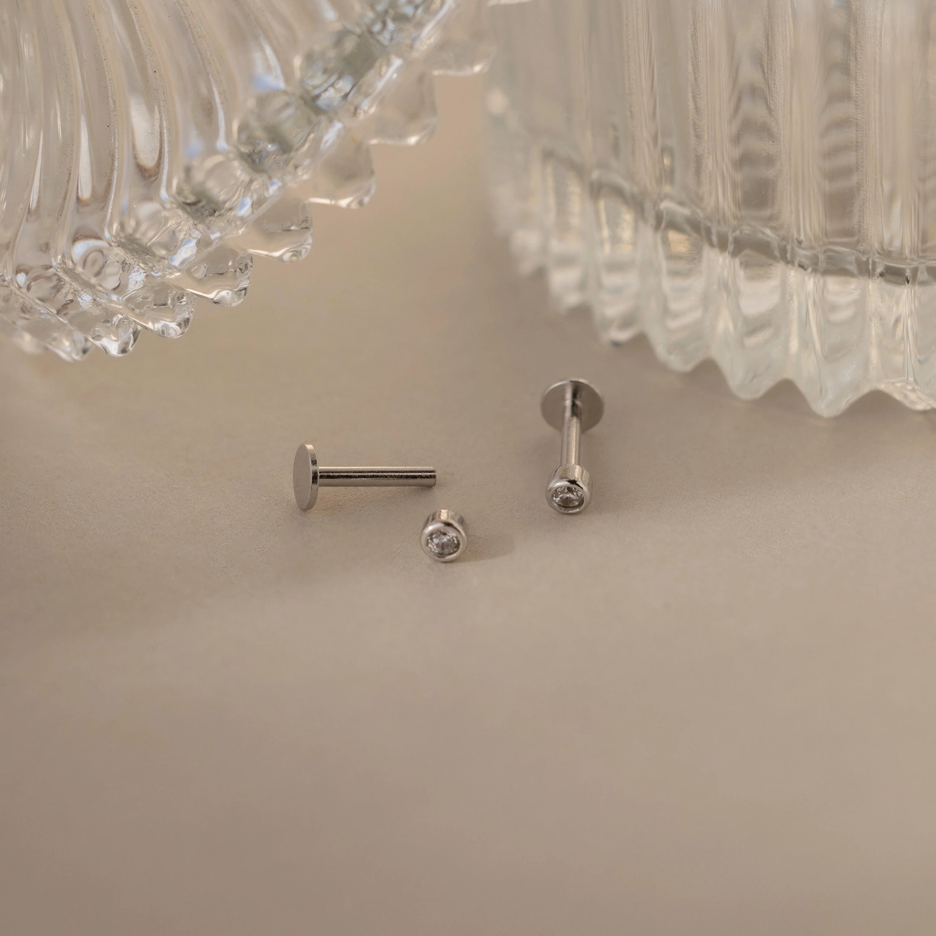 Small Diamond Bezel Flatback Studs - Image 5