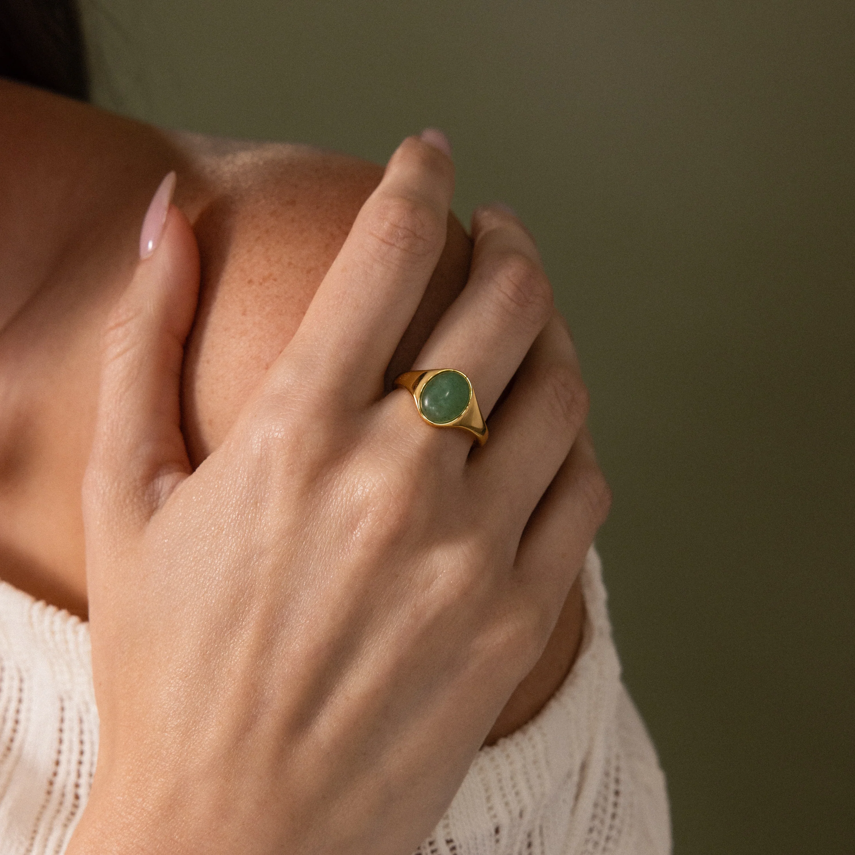 Solace Jade Signet Ring - Image 2