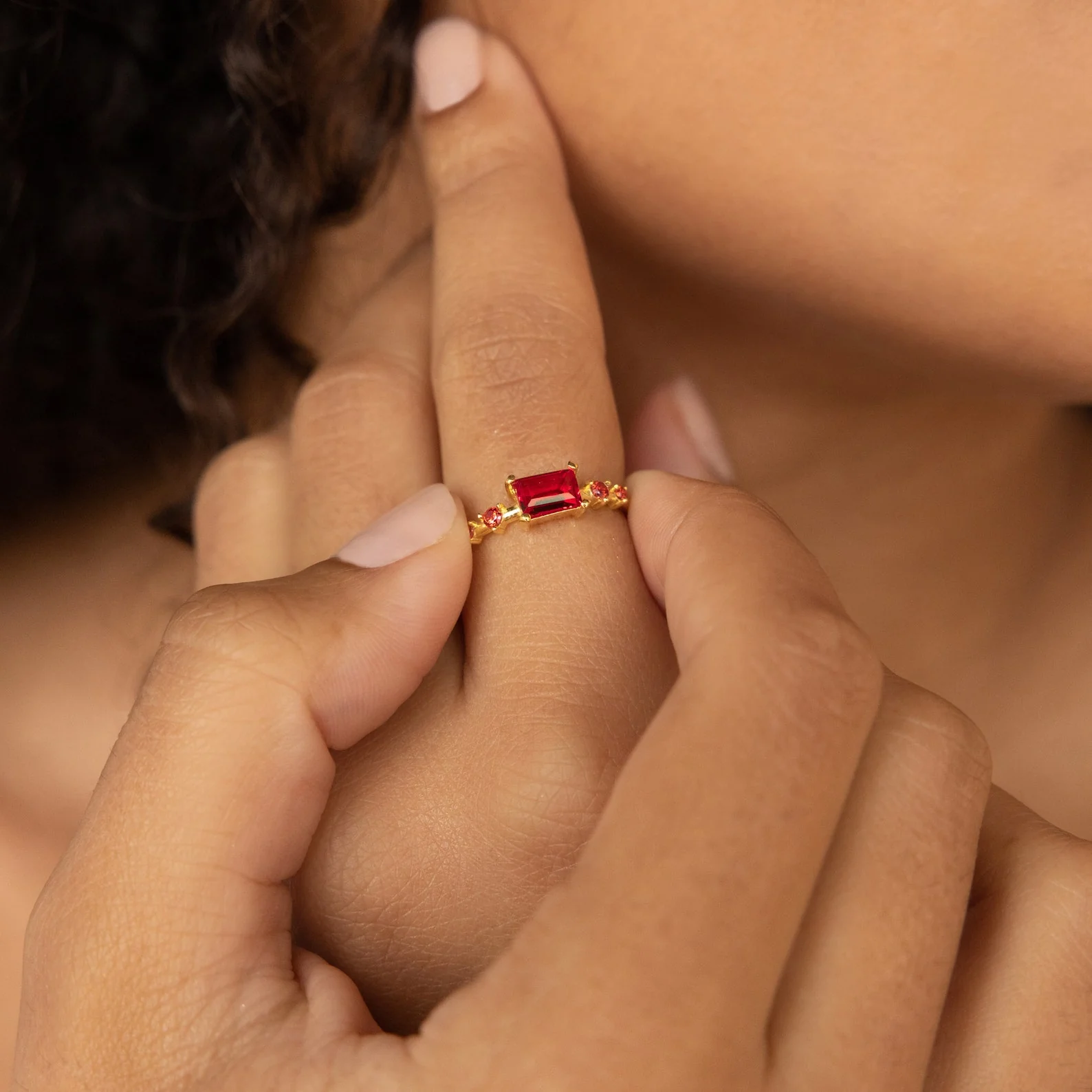 Space Baguette Birthstone Ring - Image 2