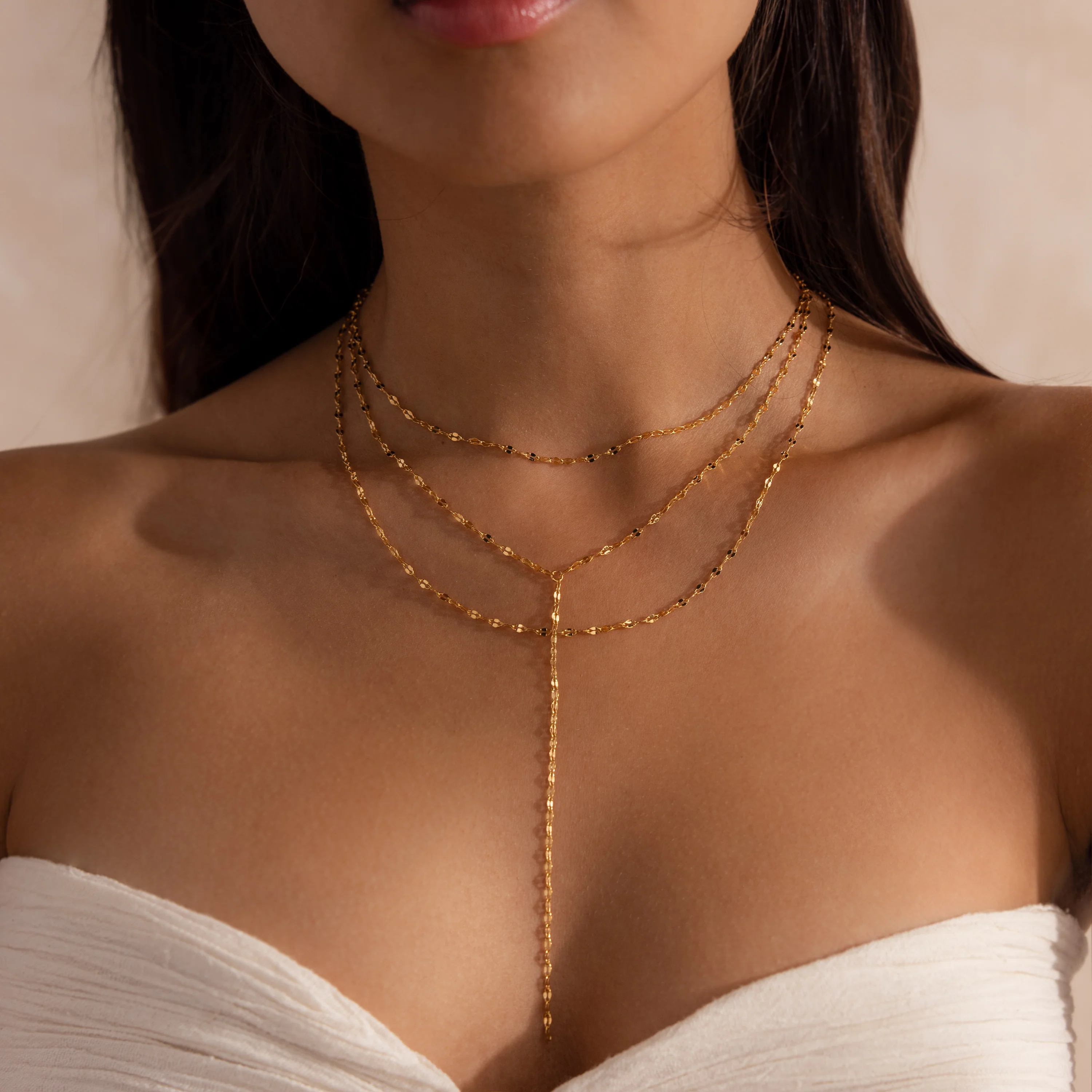 Sparkling Layered Lariat Necklace - Image 5