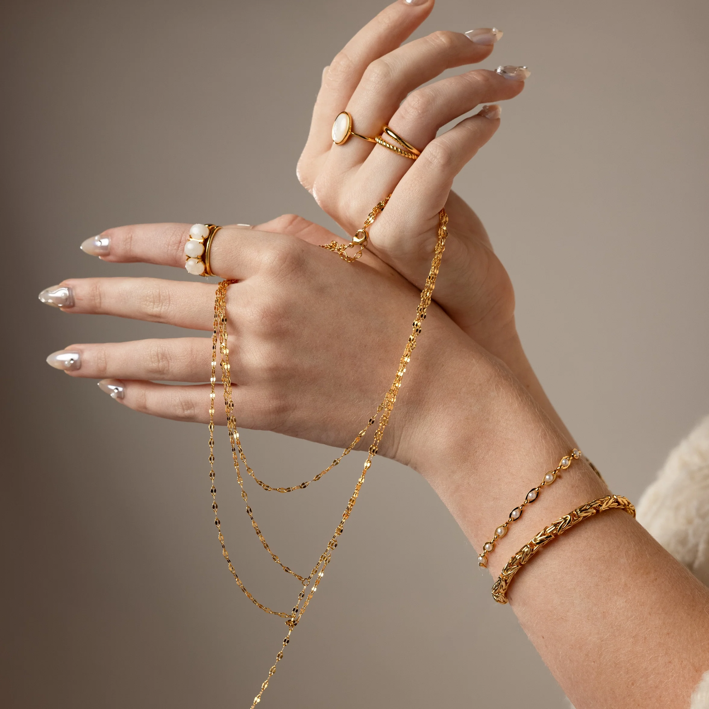 Sparkling Layered Lariat Necklace - Image 6