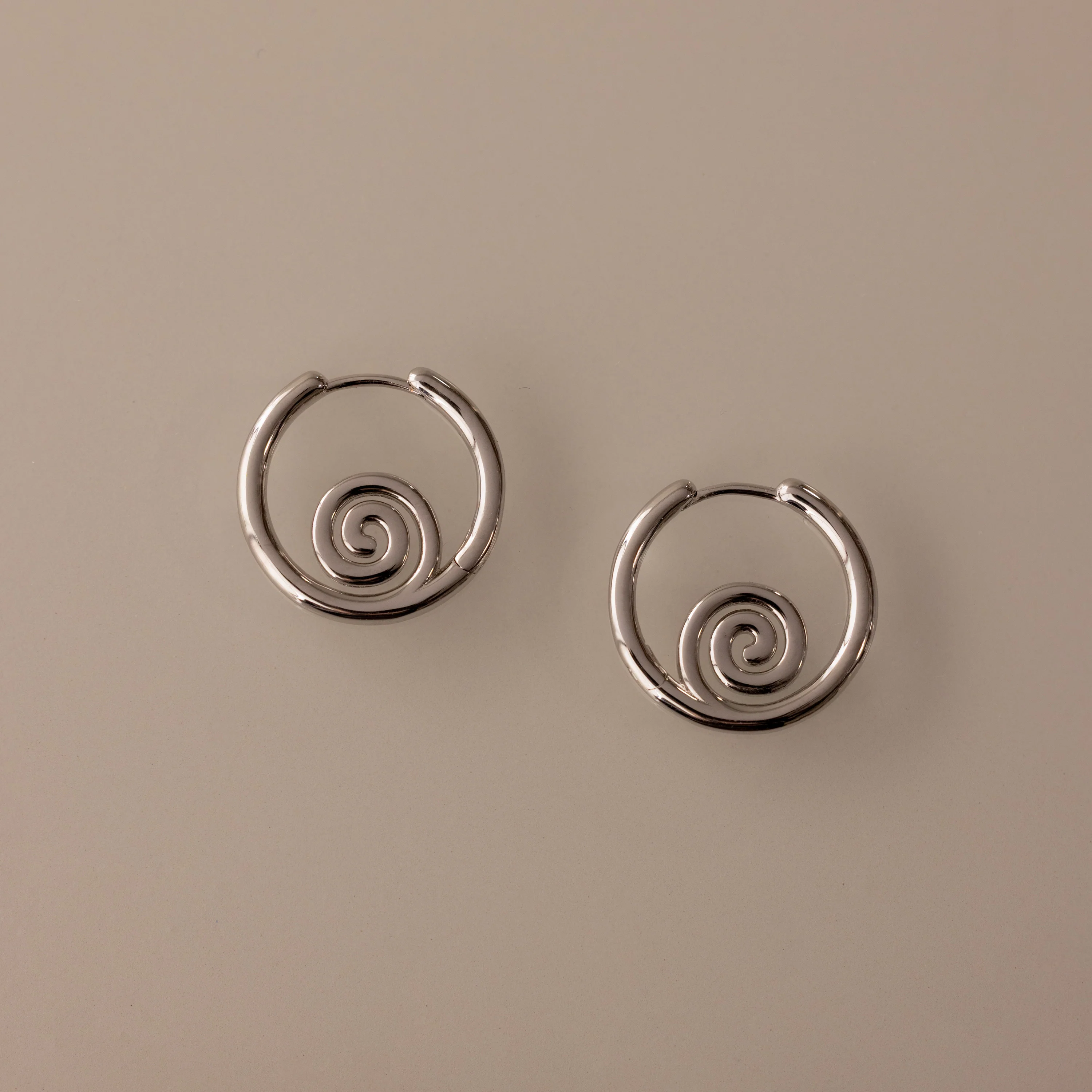 Spiral Swirl Hoops in Silver