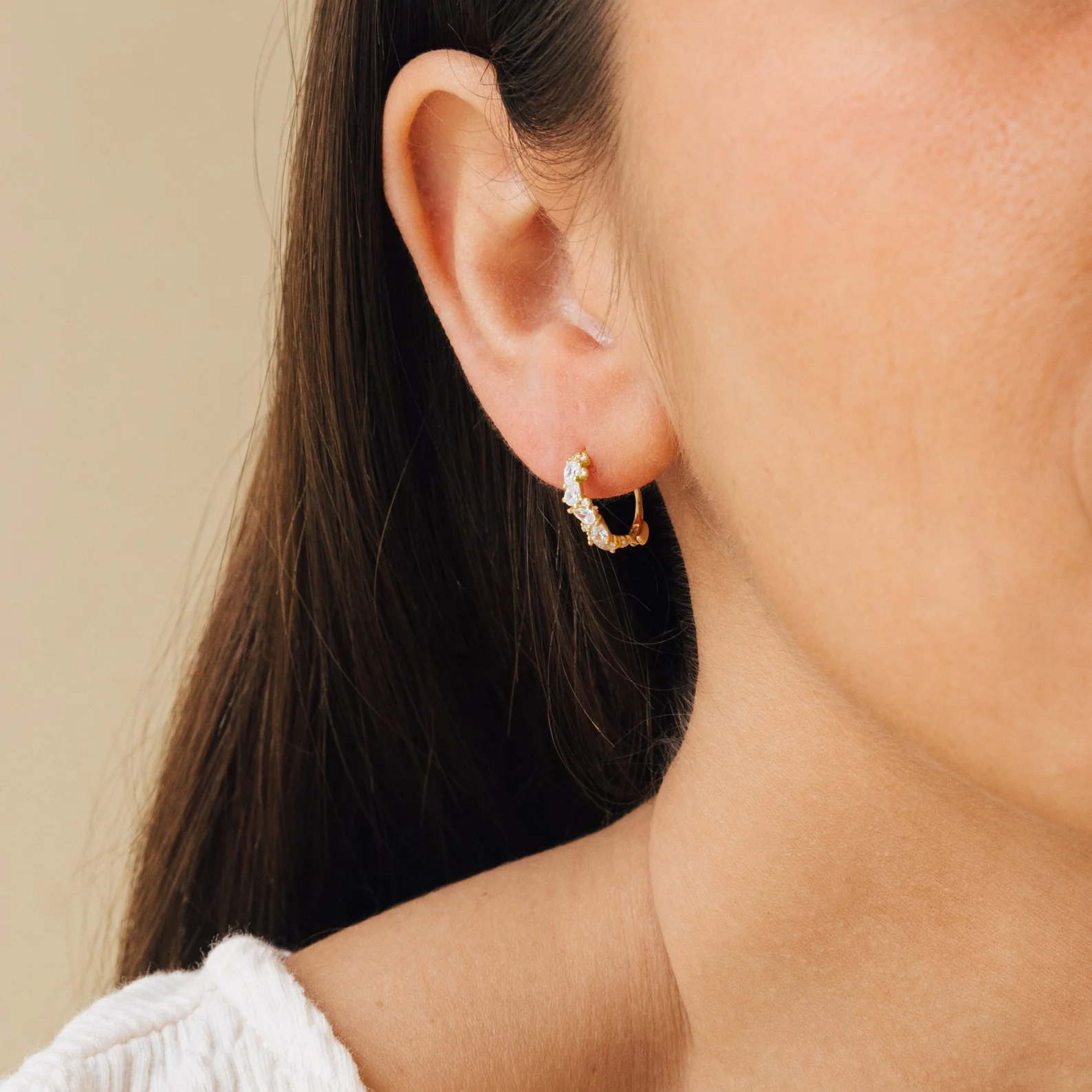 Sprinkle Diamond Huggies in 18K Gold - Image 6