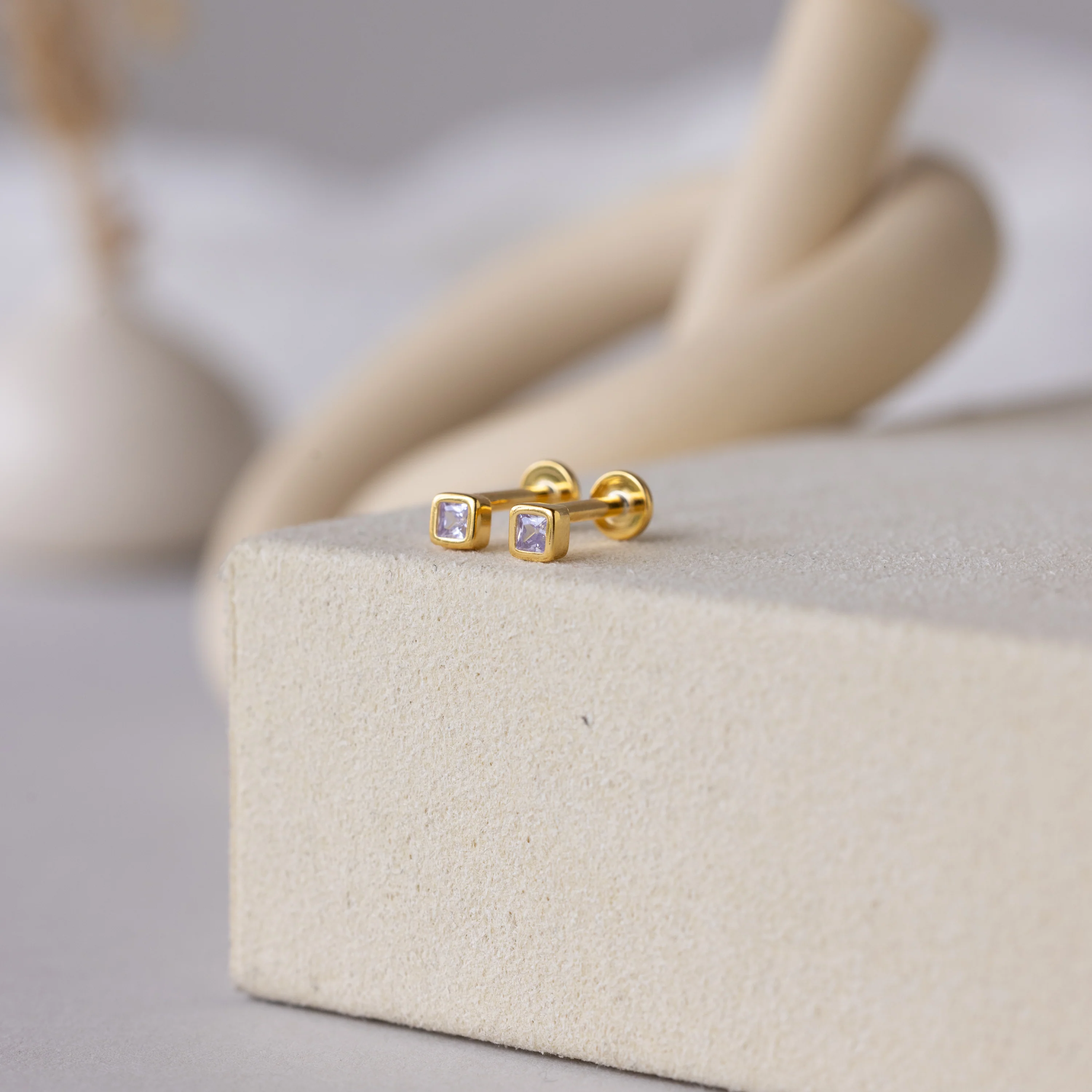 Square Bezel Alexandrite Flatback Studs