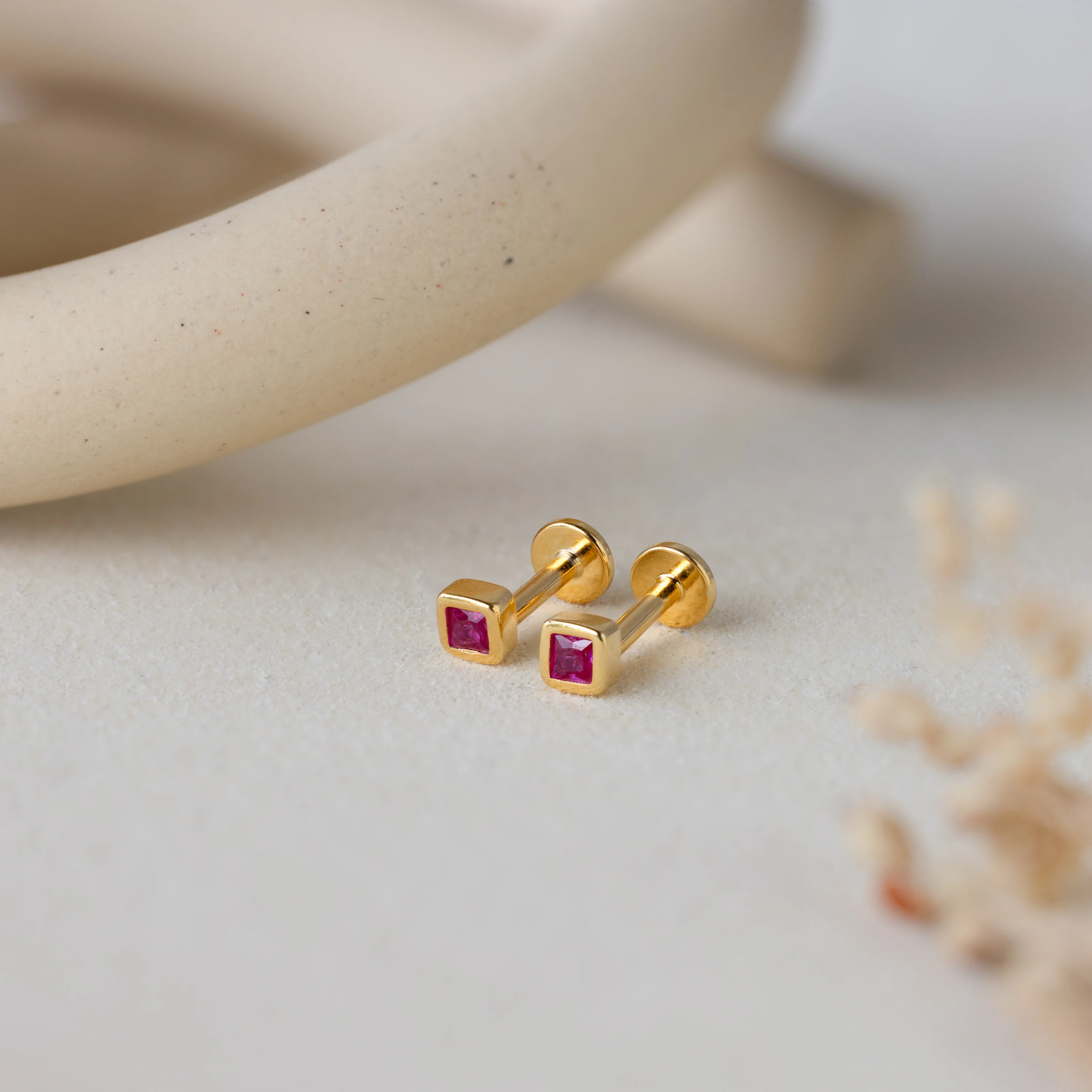 Square Bezel Birthstone Flatback Studs - Image 13
