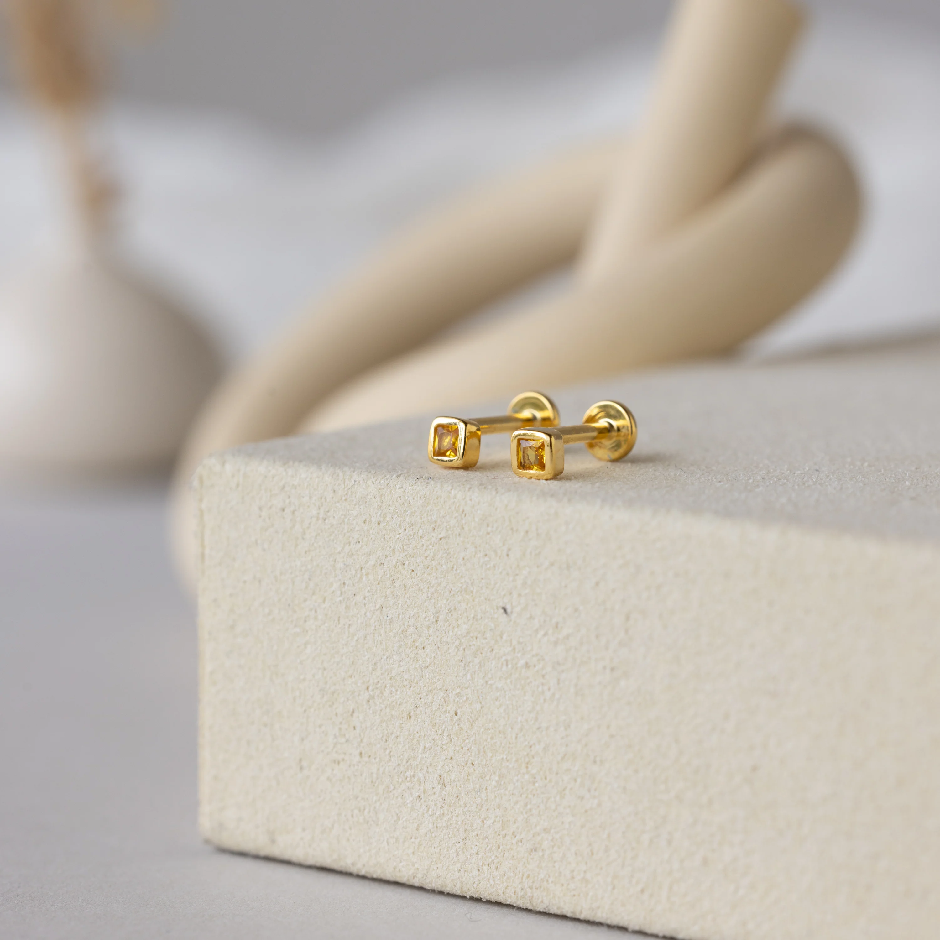 Square Bezel Topaz Flatback Studs