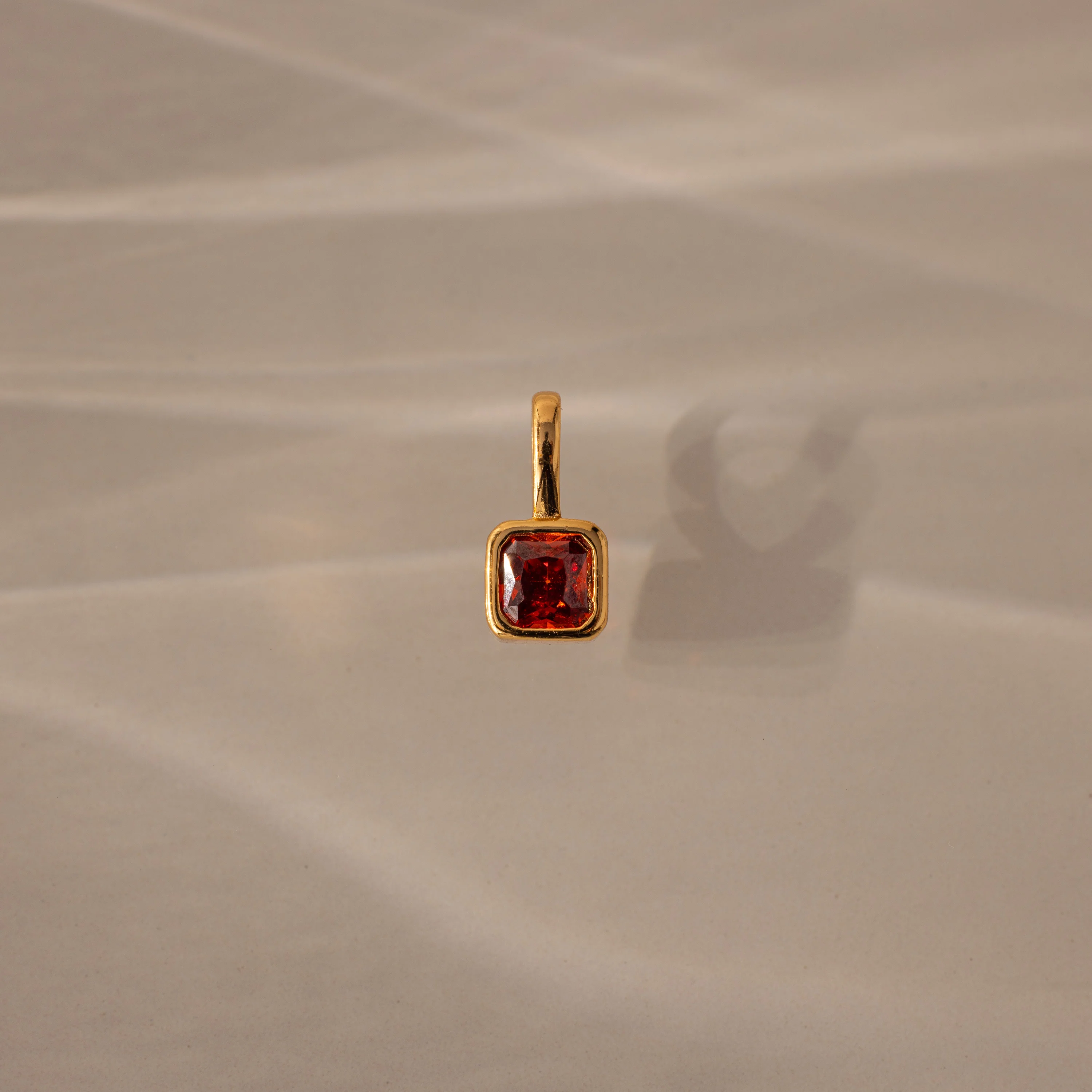 Square Bezel Garnet Charm