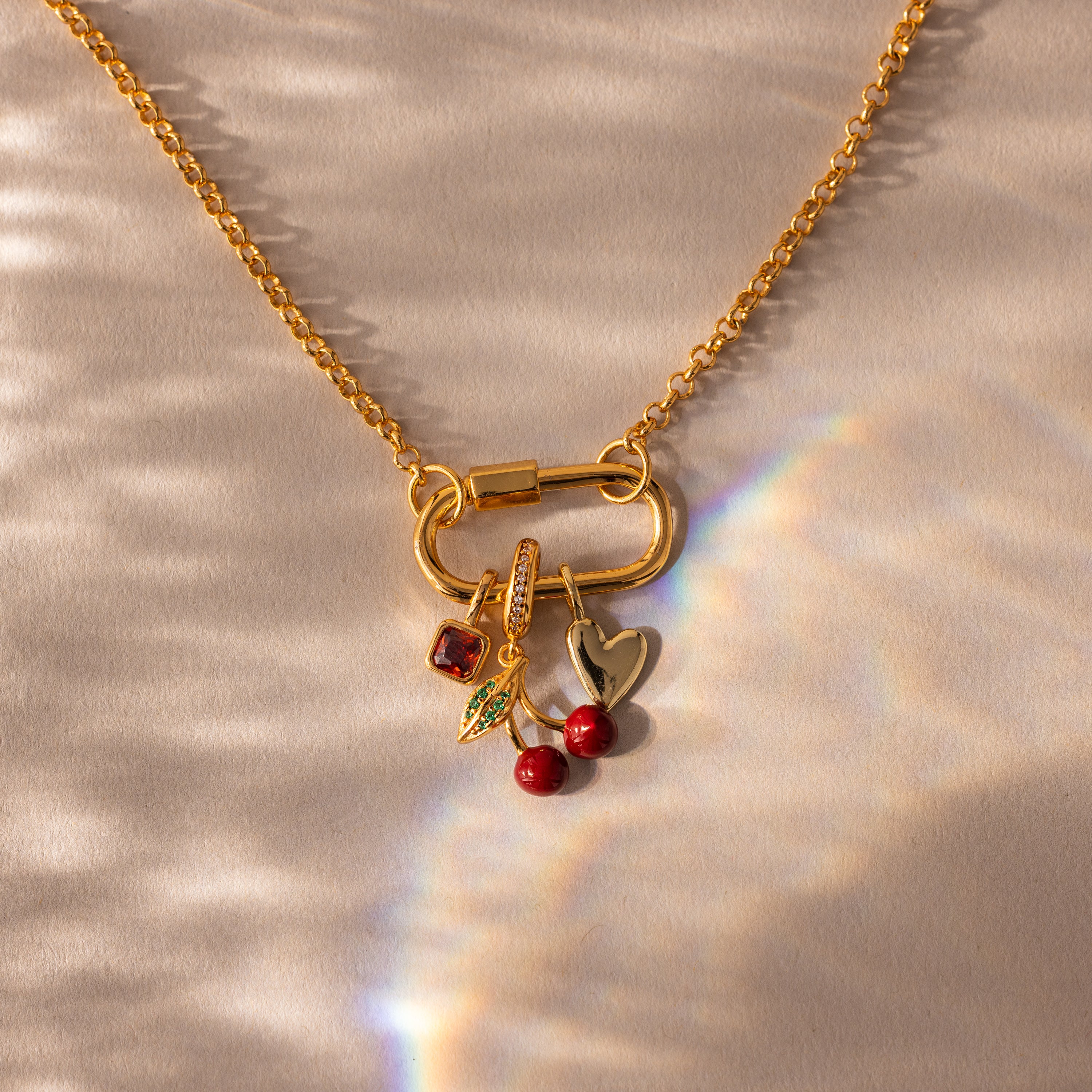 Square Bezel Garnet Charm - Image 3
