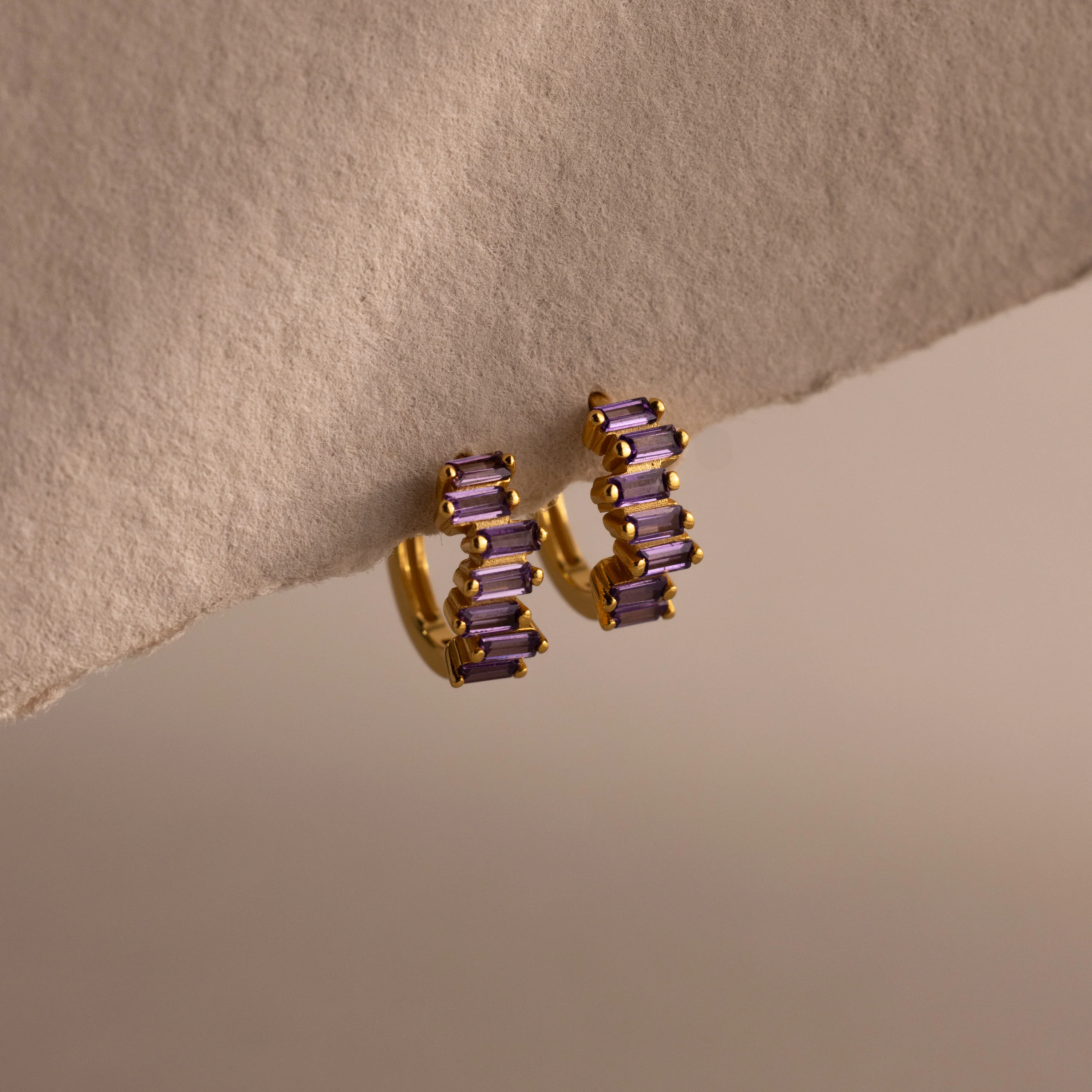 Staggered Baguette Birthstone Huggies - Image 2