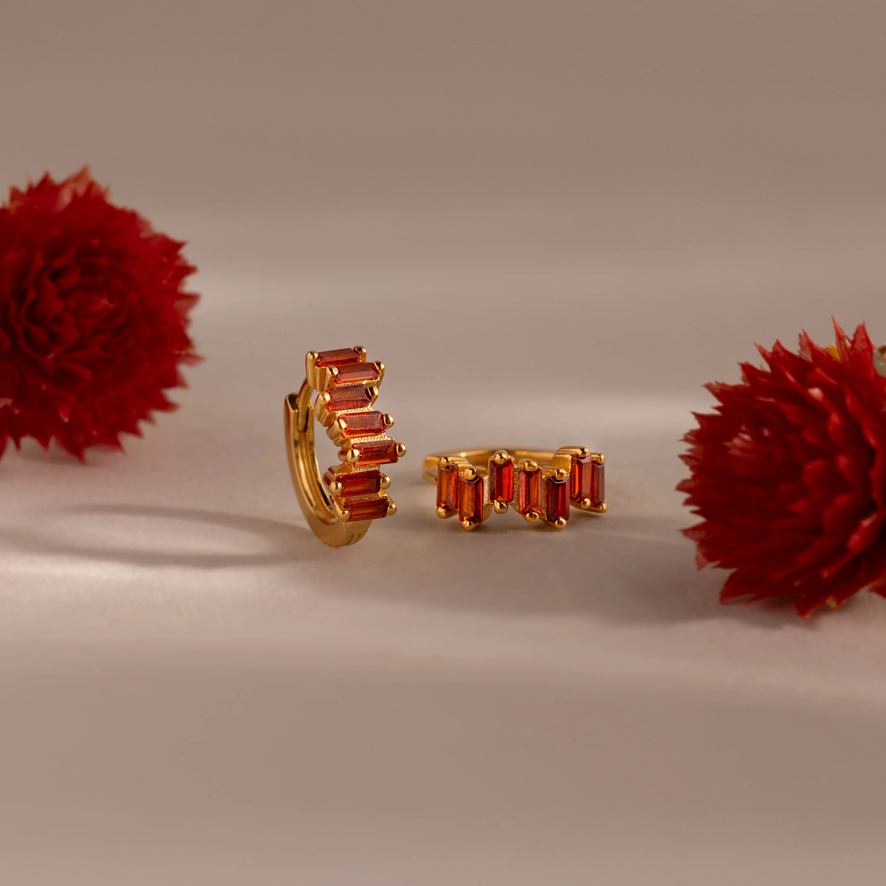 Staggered Baguette Birthstone Huggies - Image 10