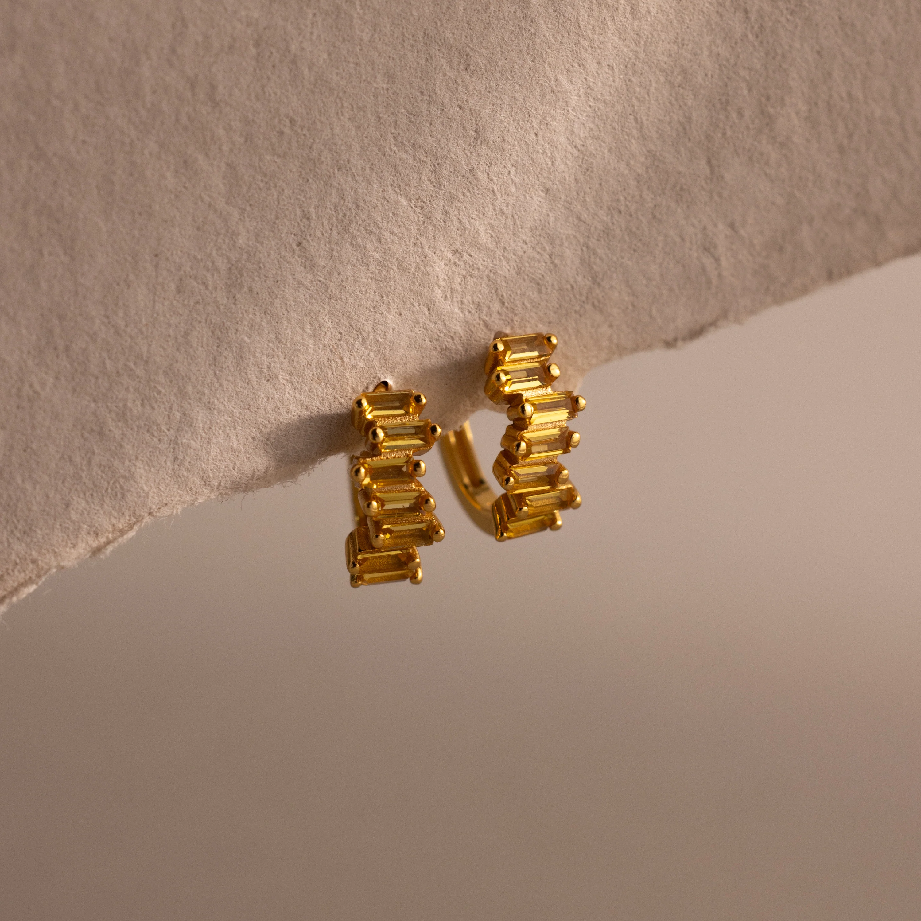 Staggered Baguette Birthstone Huggies - Image 12