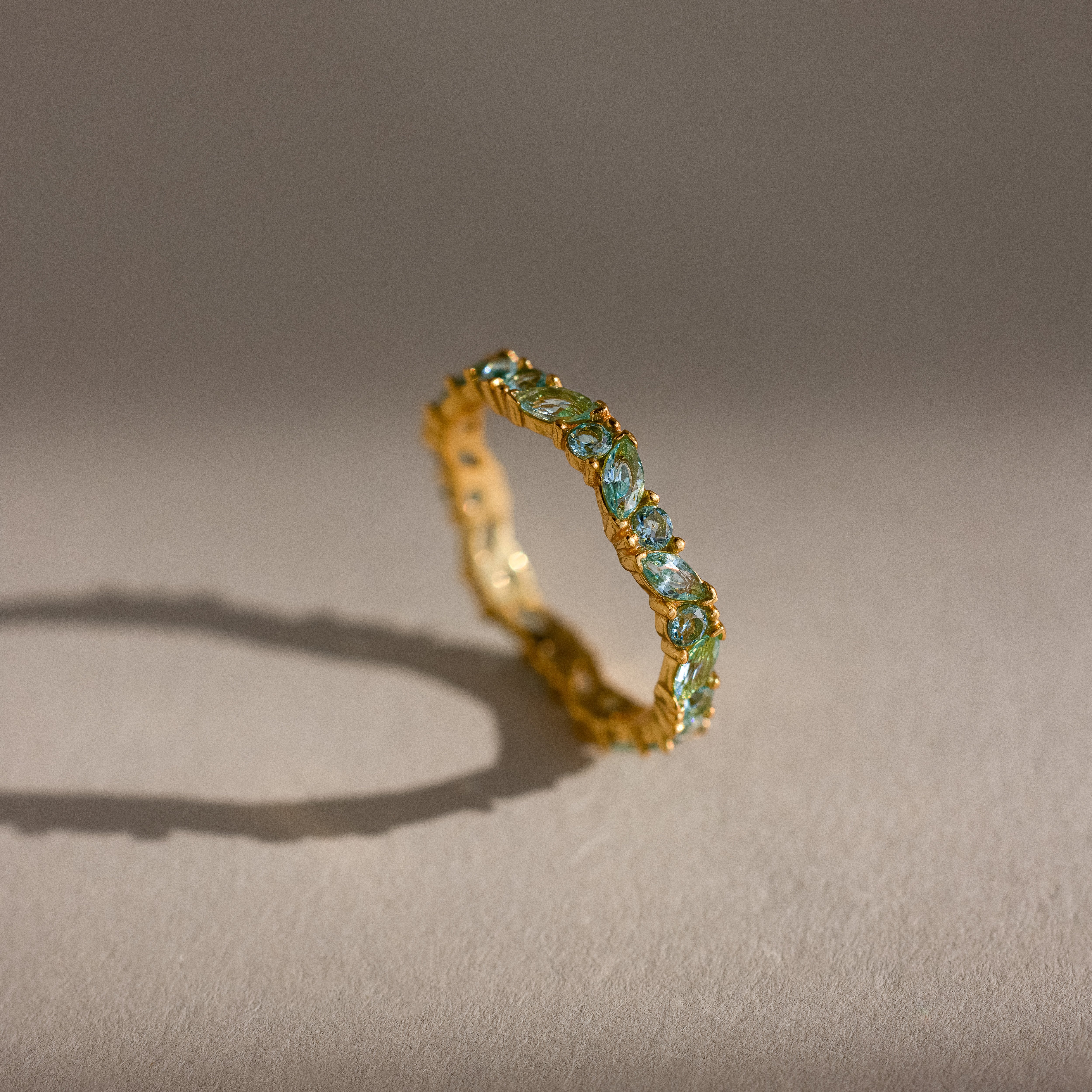 Staggered Marquise Aquamarine Ring