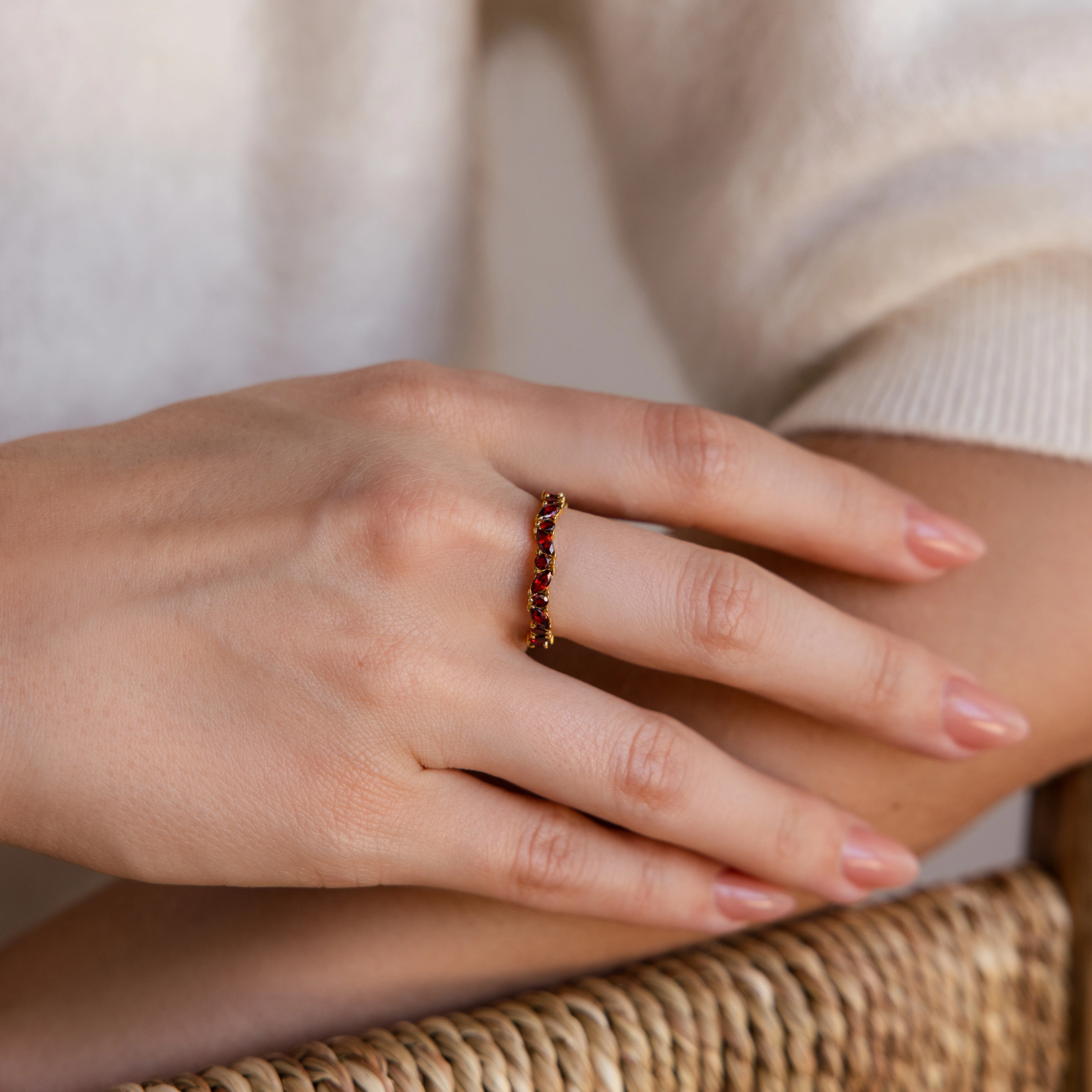 Staggered Marquise Birthstone Ring - Image 4