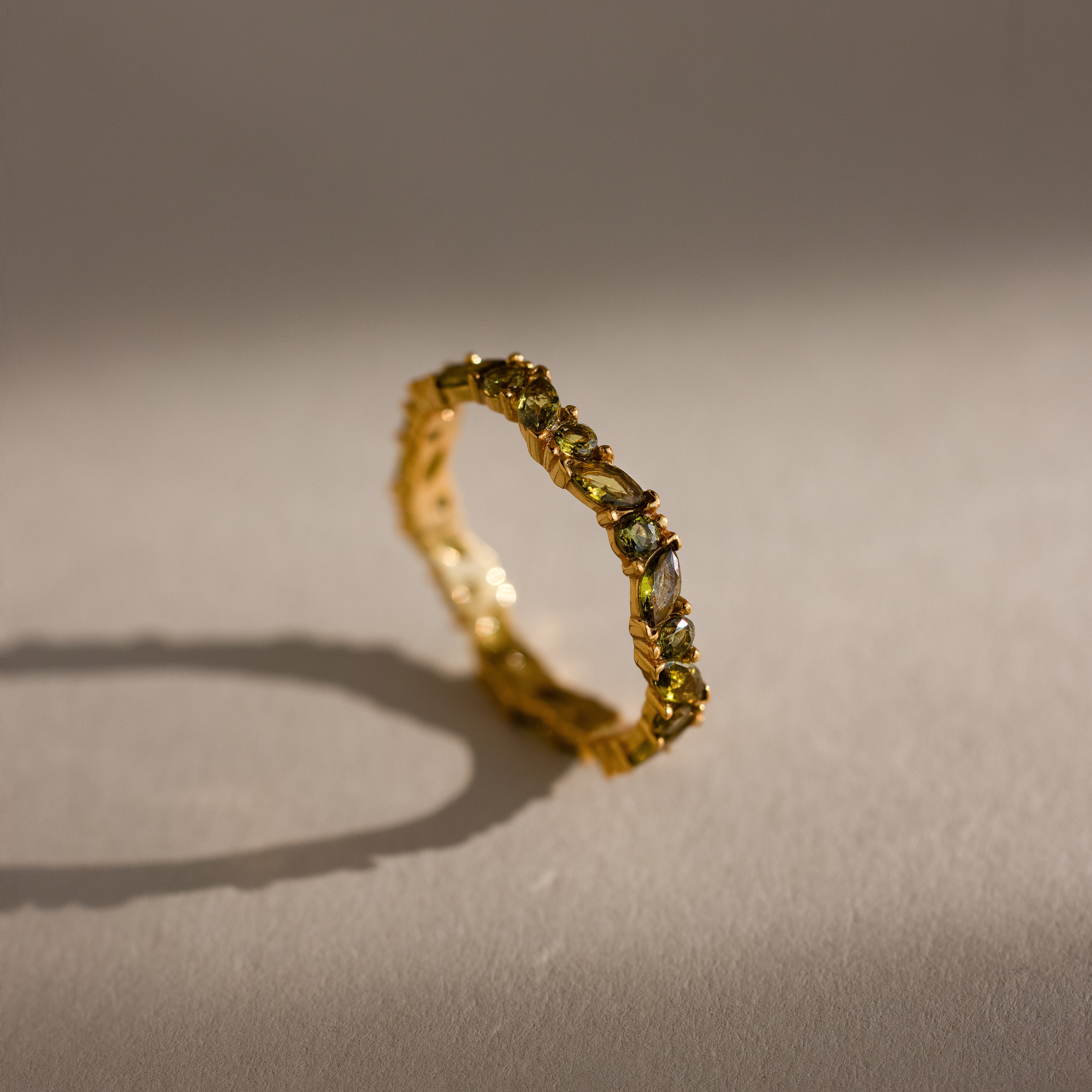 Staggered Marquise Peridot Ring