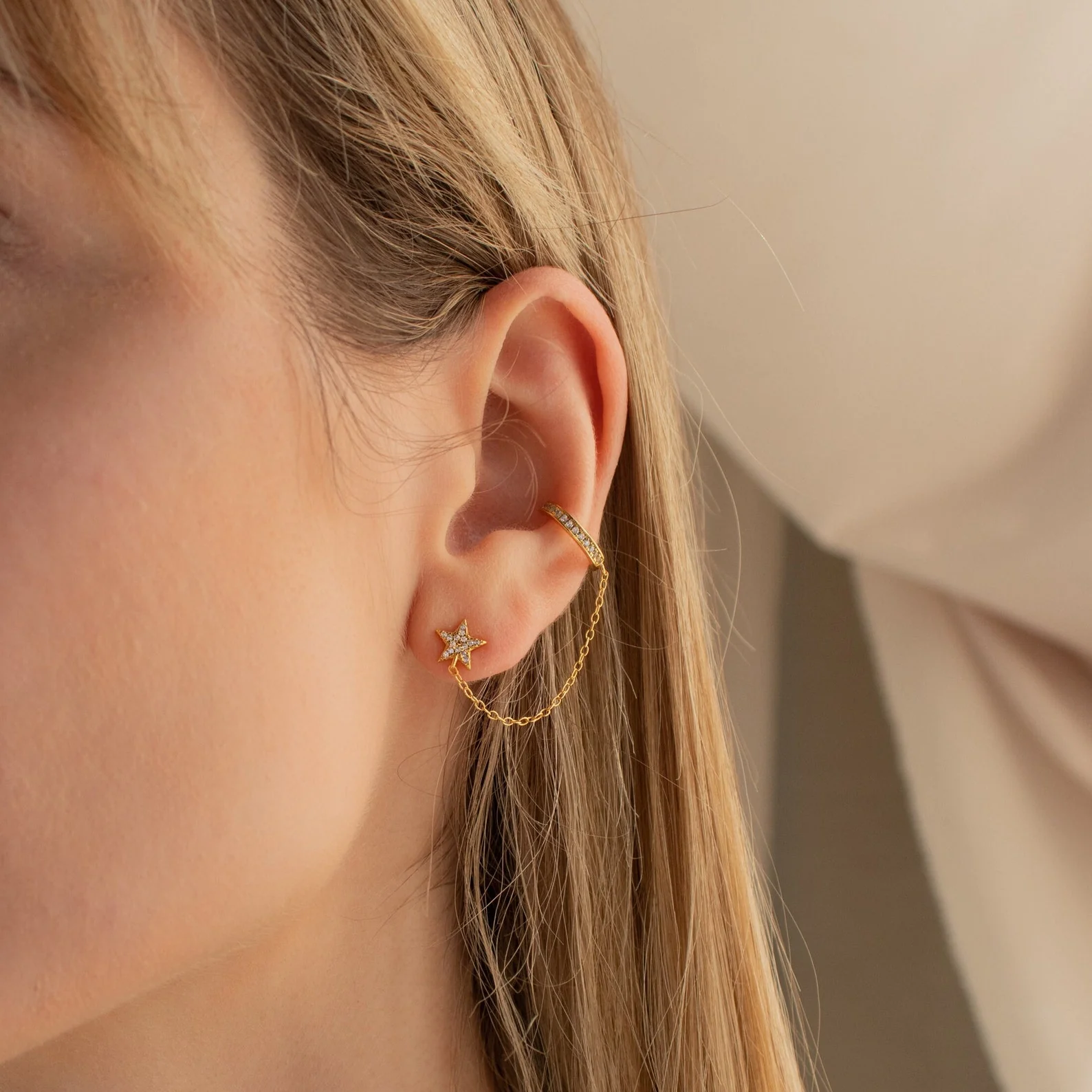 Star Pave Chain Ear Cuffs - Image 5