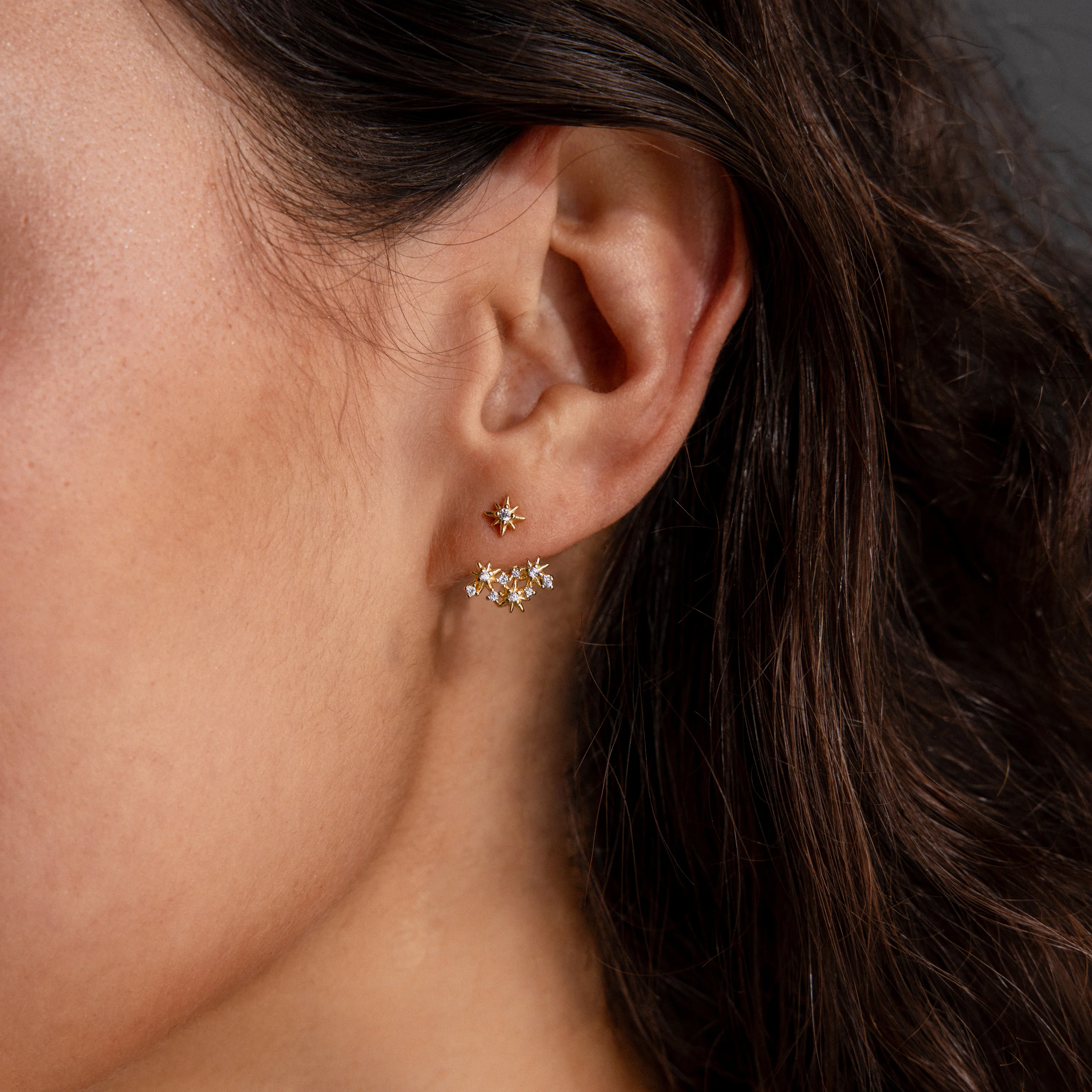 Starburst Cluster Ear Jackets in 18K Gold - Image 2